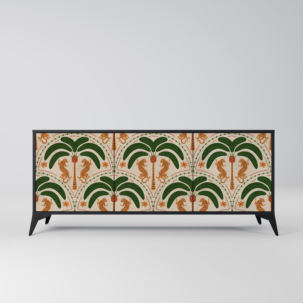 Buffet 3 portes DANCING PREDATORS en finition noire