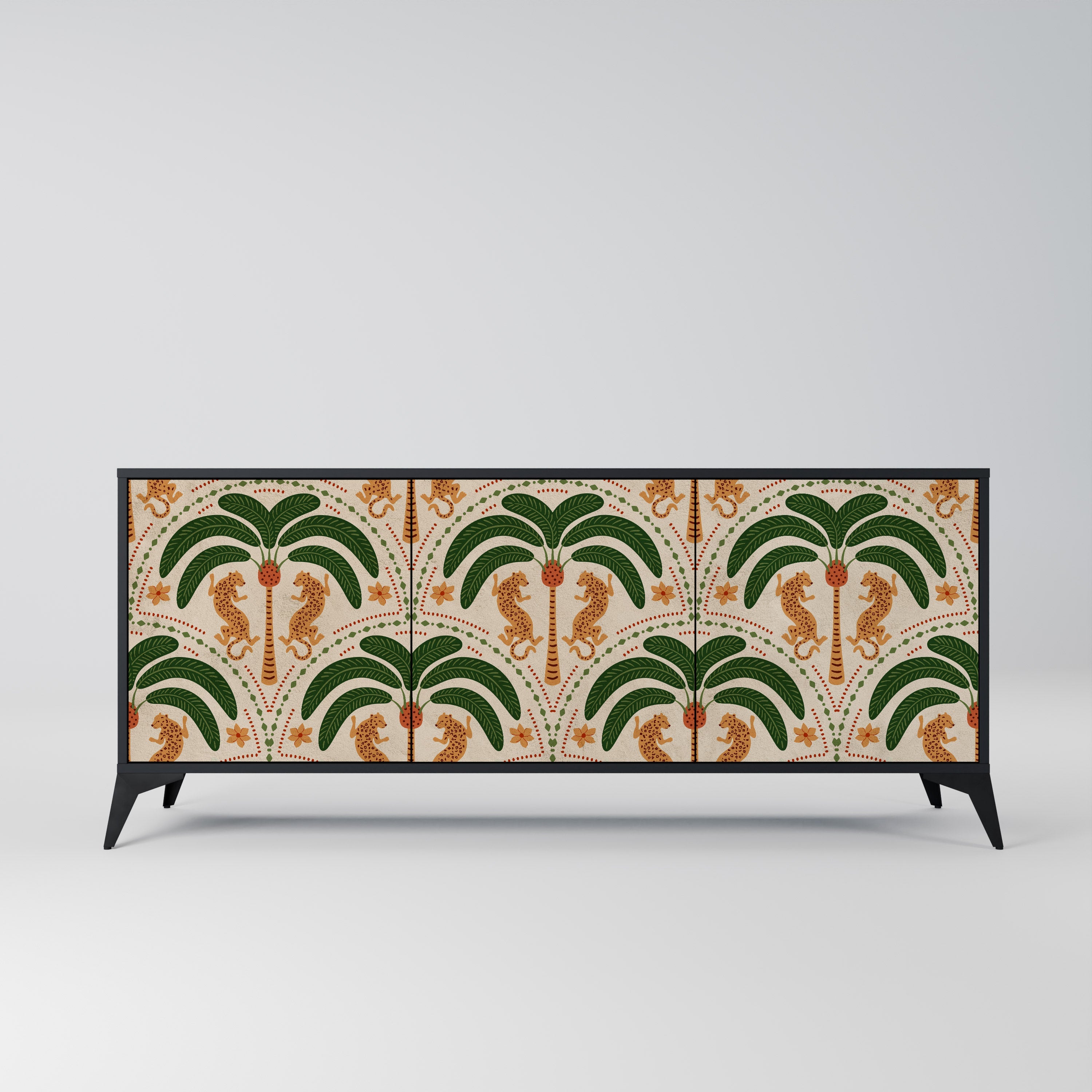 Buffet 3 portes DANCING PREDATORS en finition noire