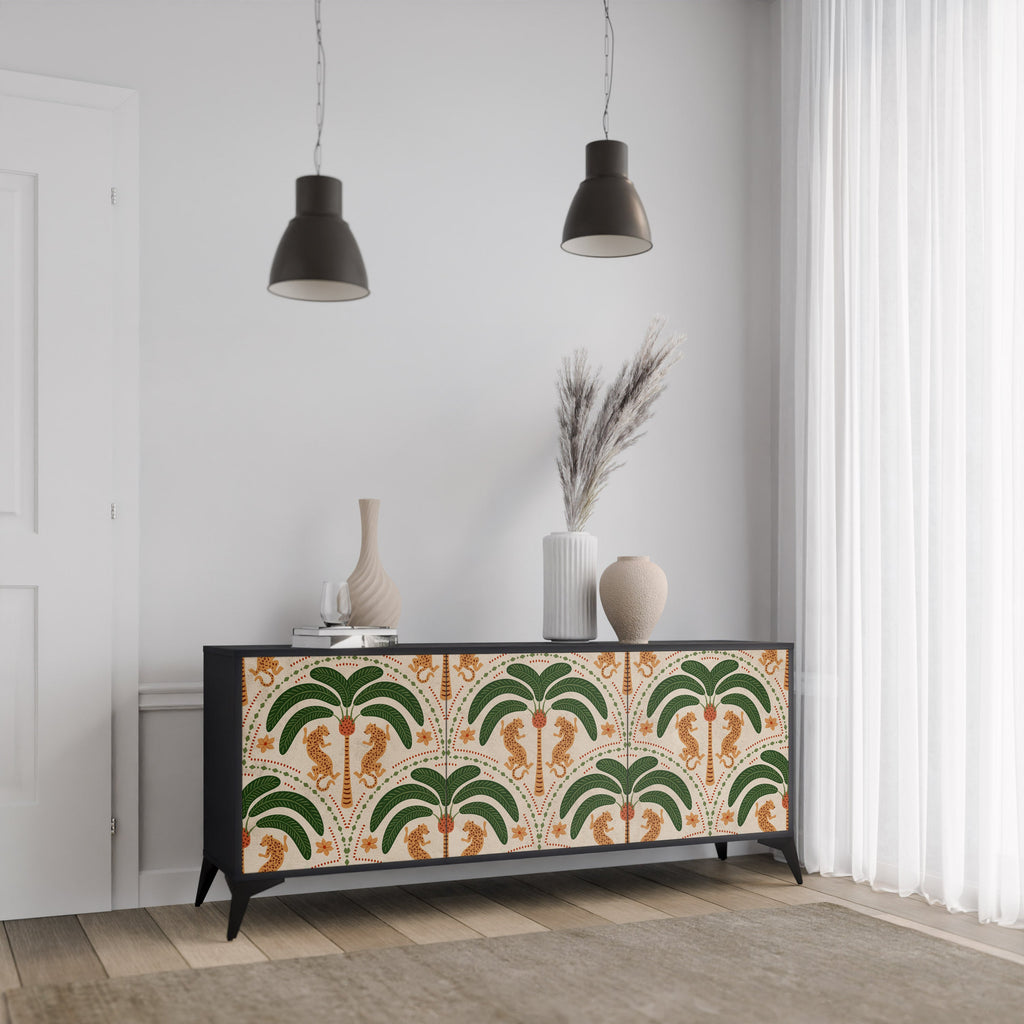 Buffet 3 portes DANCING PREDATORS en finition noire