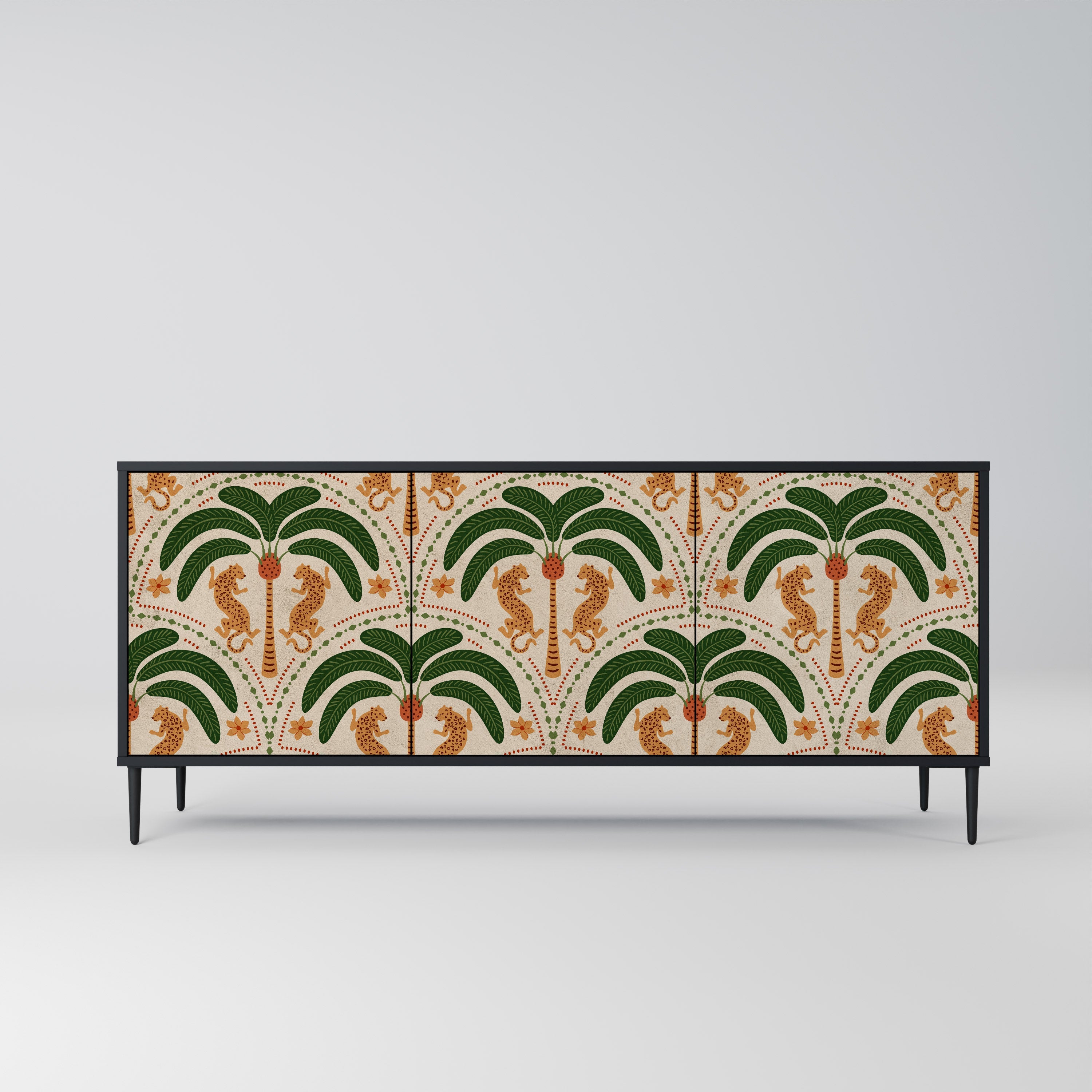 Buffet 3 portes DANCING PREDATORS en finition noire