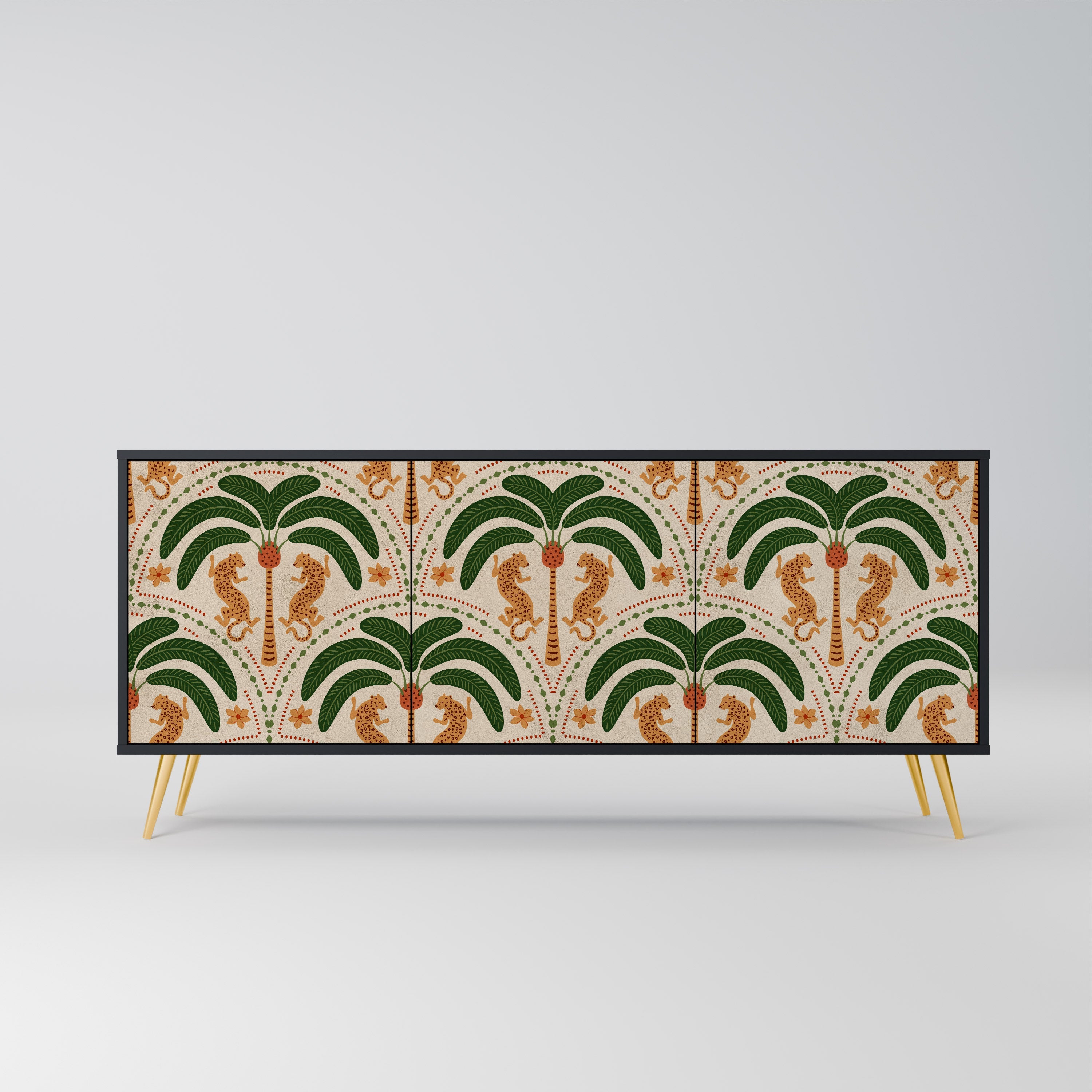 Buffet 3 portes DANCING PREDATORS en finition noire