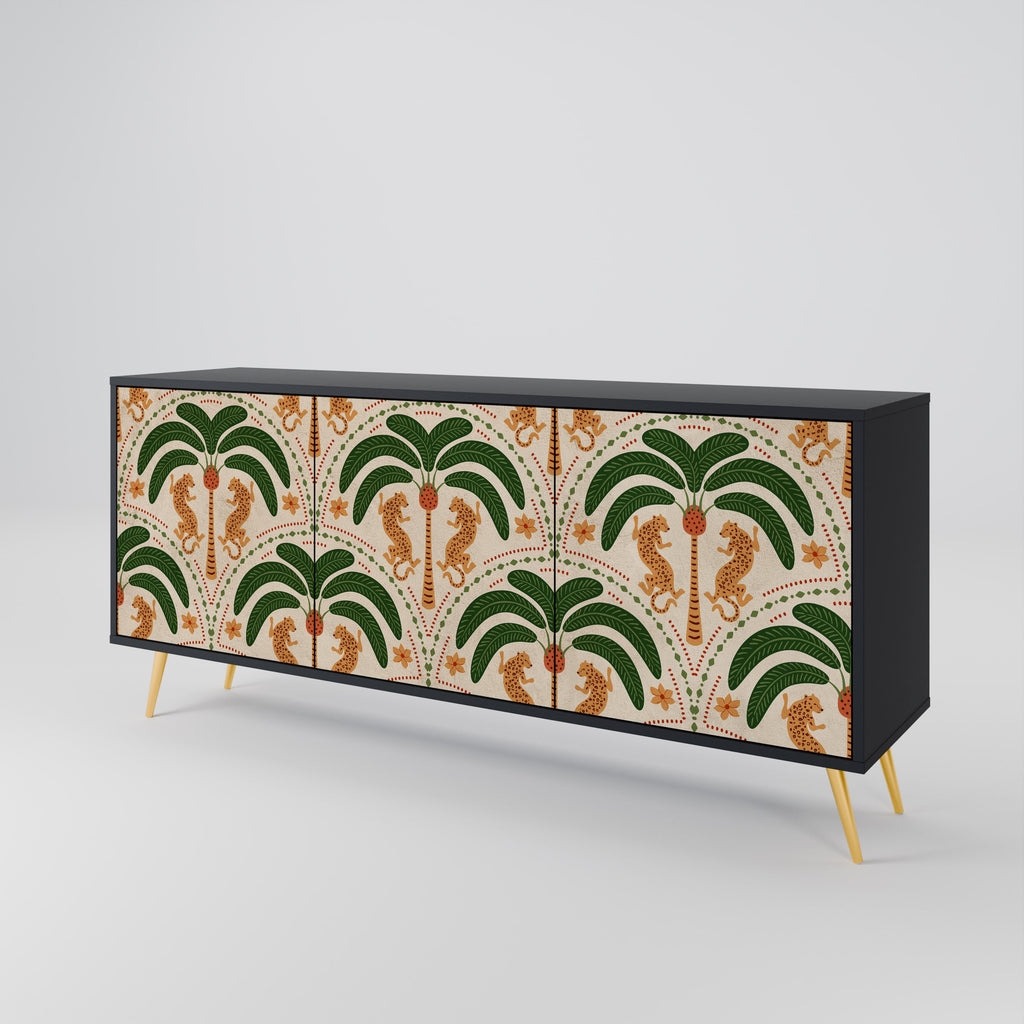 Buffet 3 portes DANCING PREDATORS en finition noire