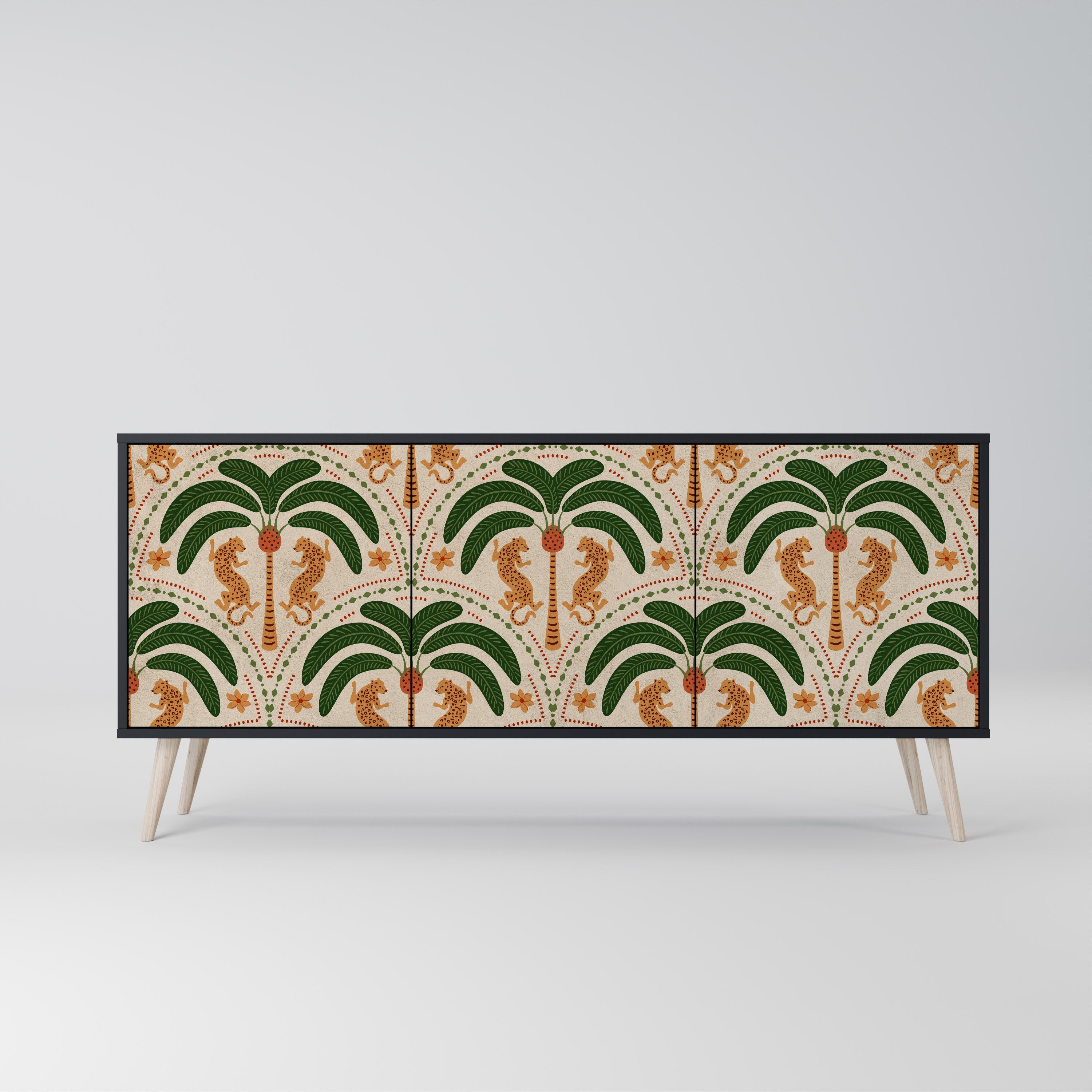 Buffet 3 portes DANCING PREDATORS en finition noire