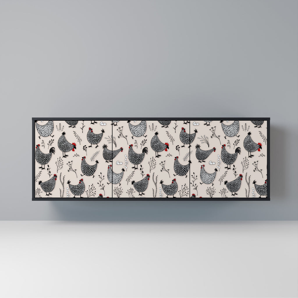 Buffet 3 portes HAPPY HENS finition noire