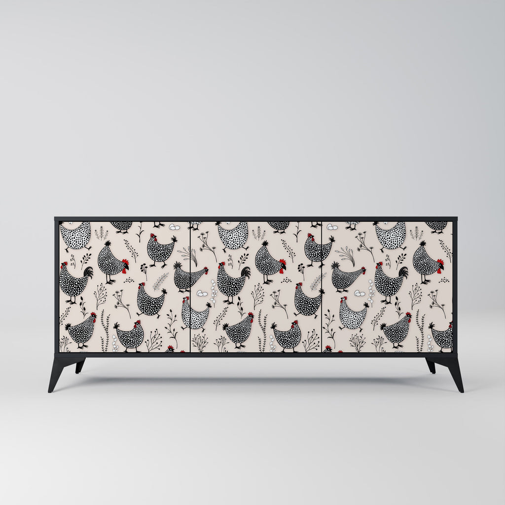 Buffet 3 portes HAPPY HENS finition noire