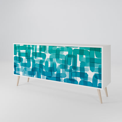 TURQUOISE RECTANGLES 3-Door Sideboard