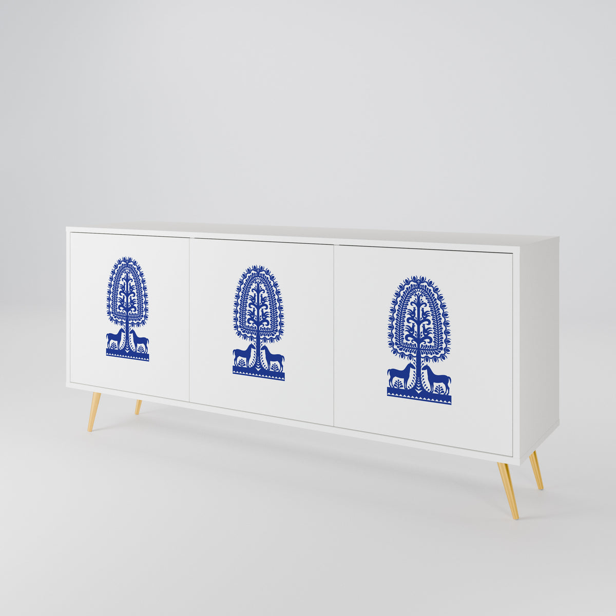 POLISH FOLK ART 3-Door Sideboard