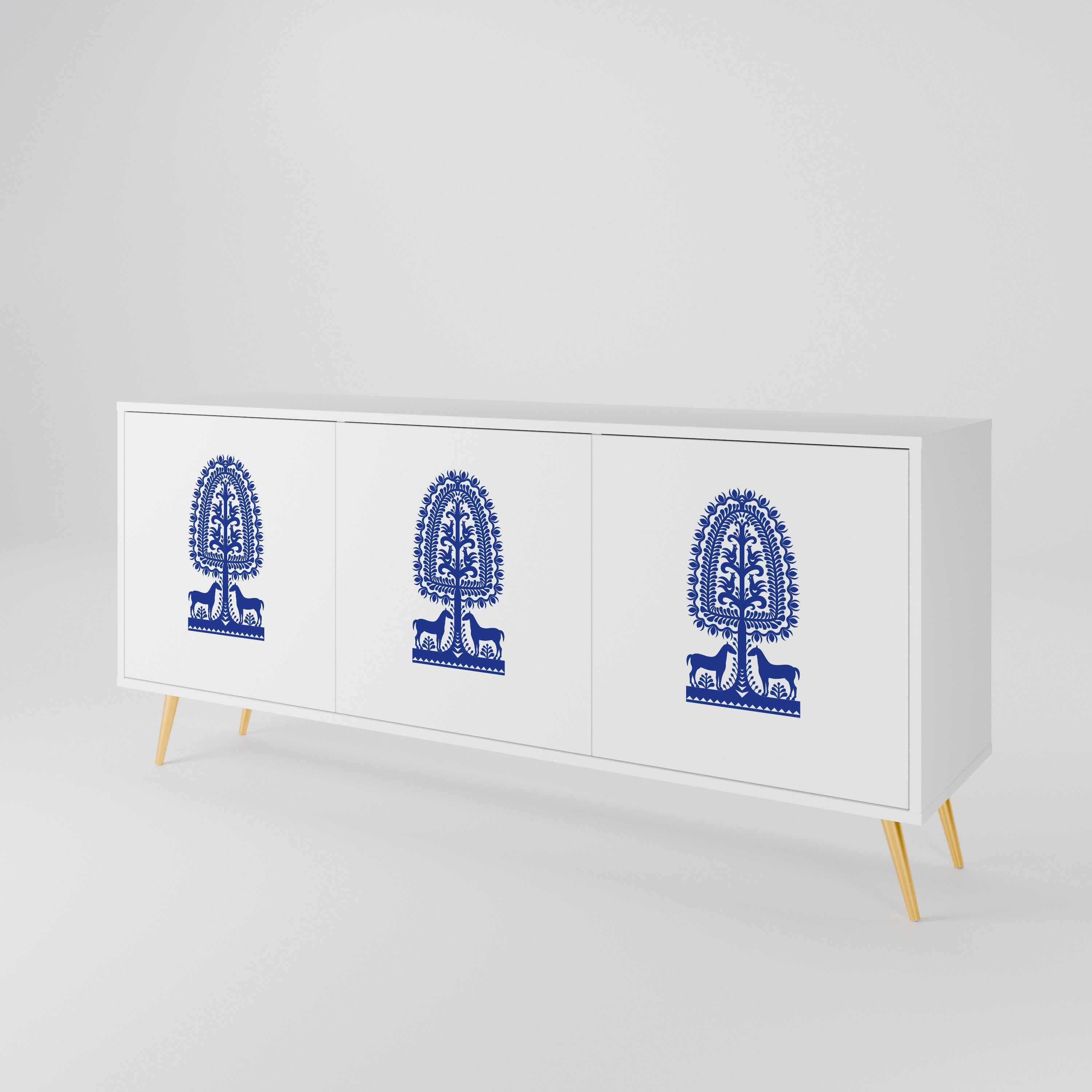 POLISH FOLK ART 3-Door Sideboard