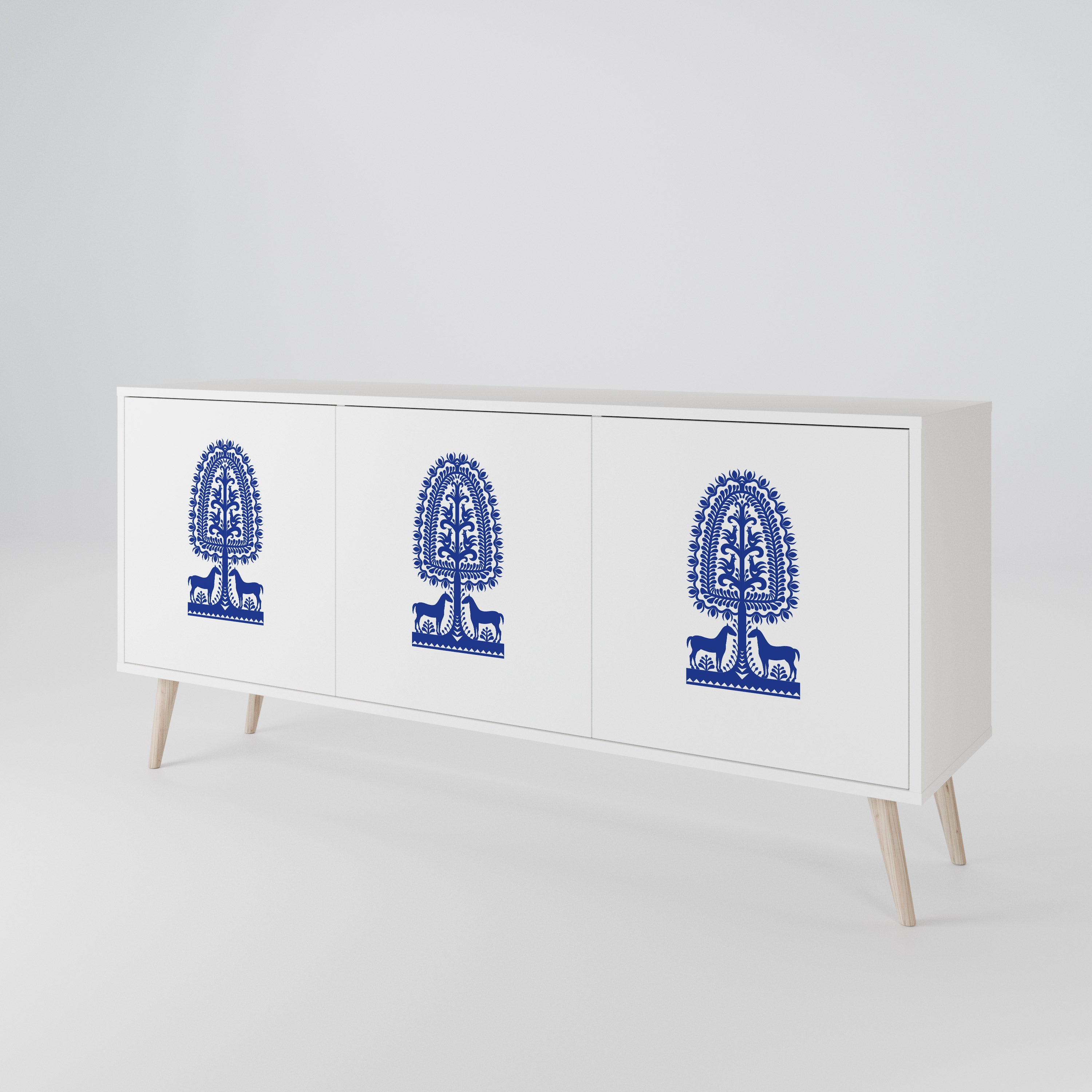 POLISH FOLK ART 3-Door Sideboard