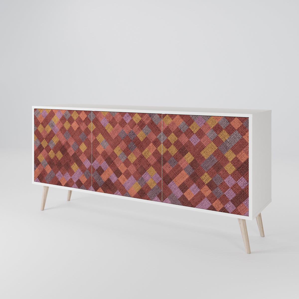 PAINTED SQUARES 3-Door Sideboard