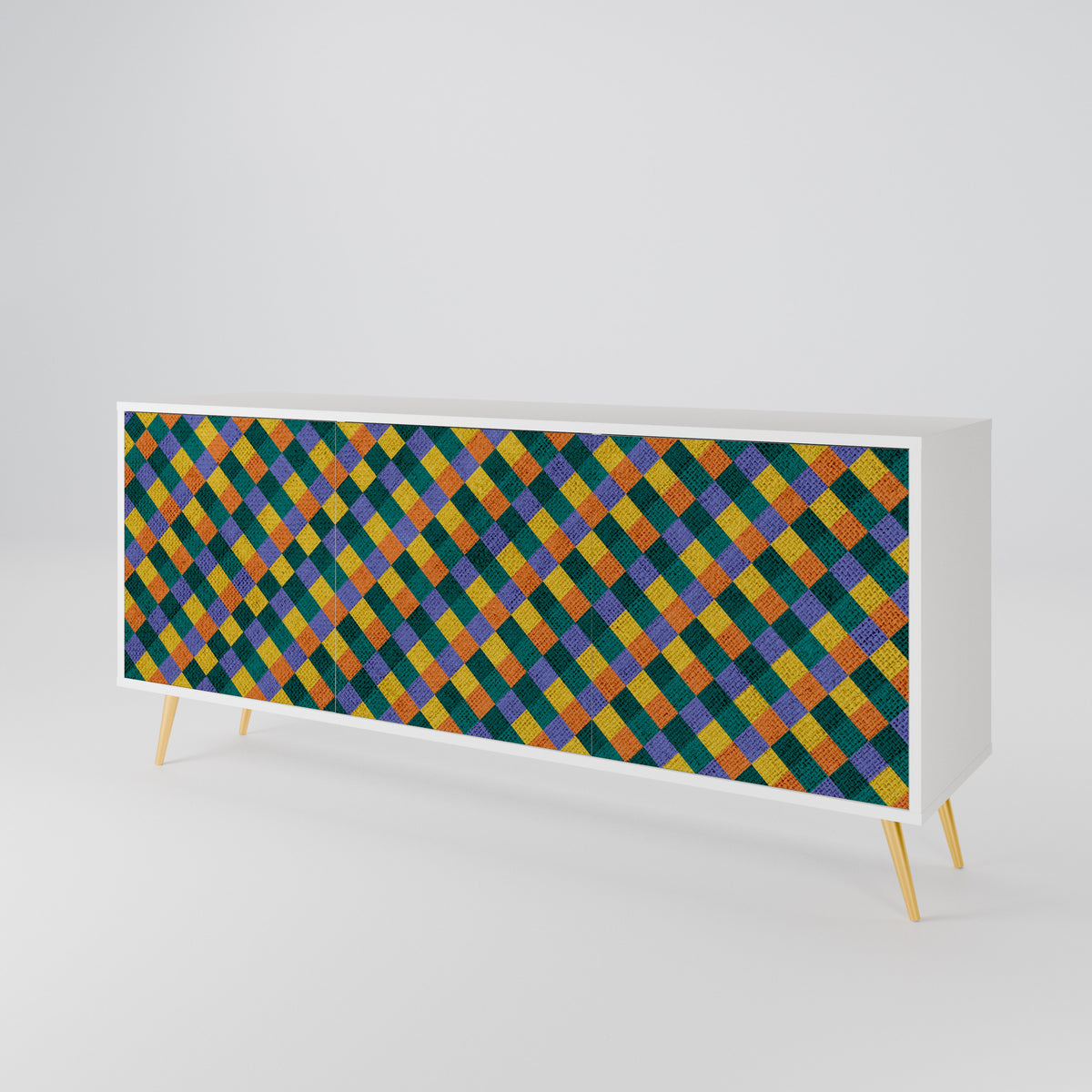 PAINTED SQUARES MIX 3-Door Sideboard