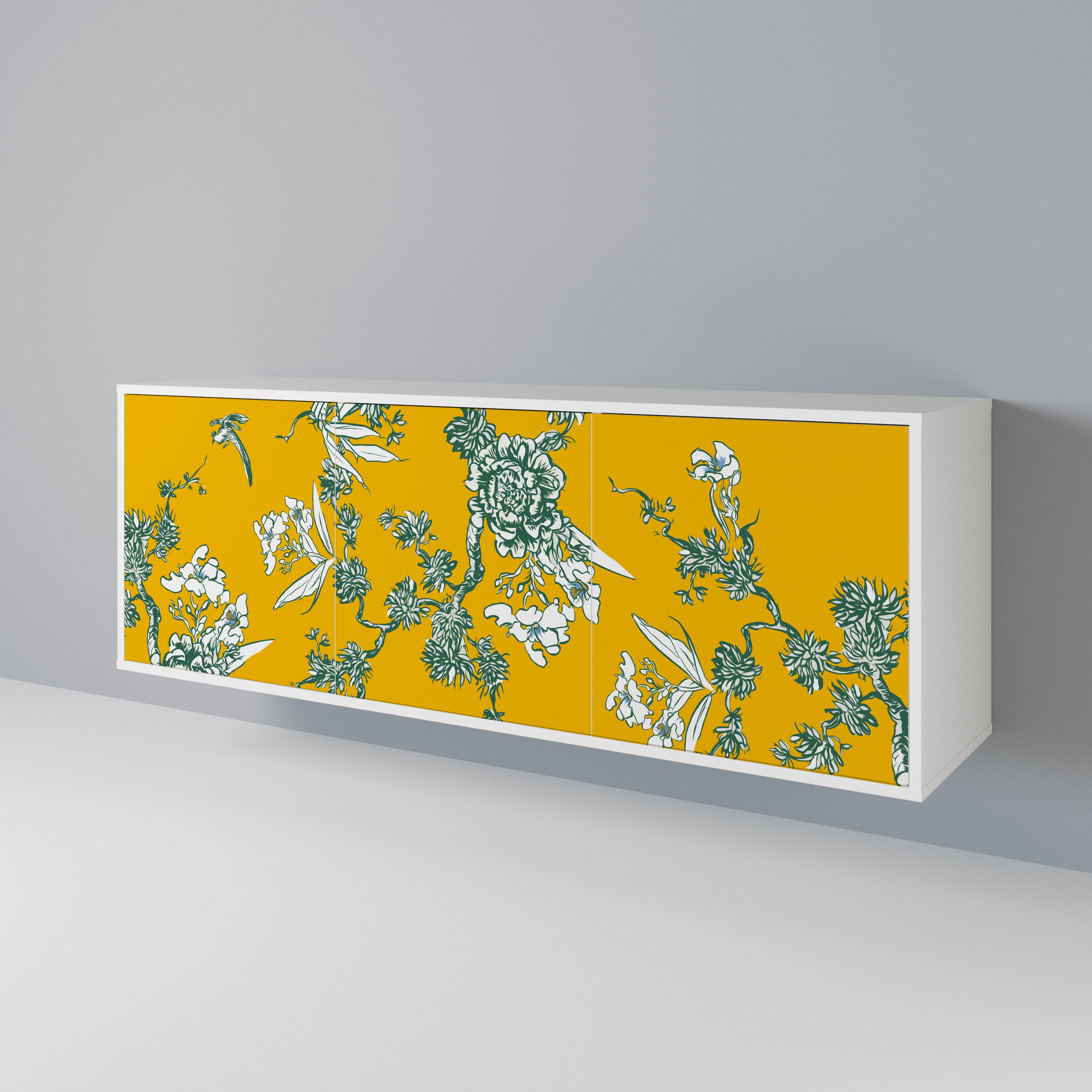 YELLOW CHINOISERIE 3-Door Sideboard
