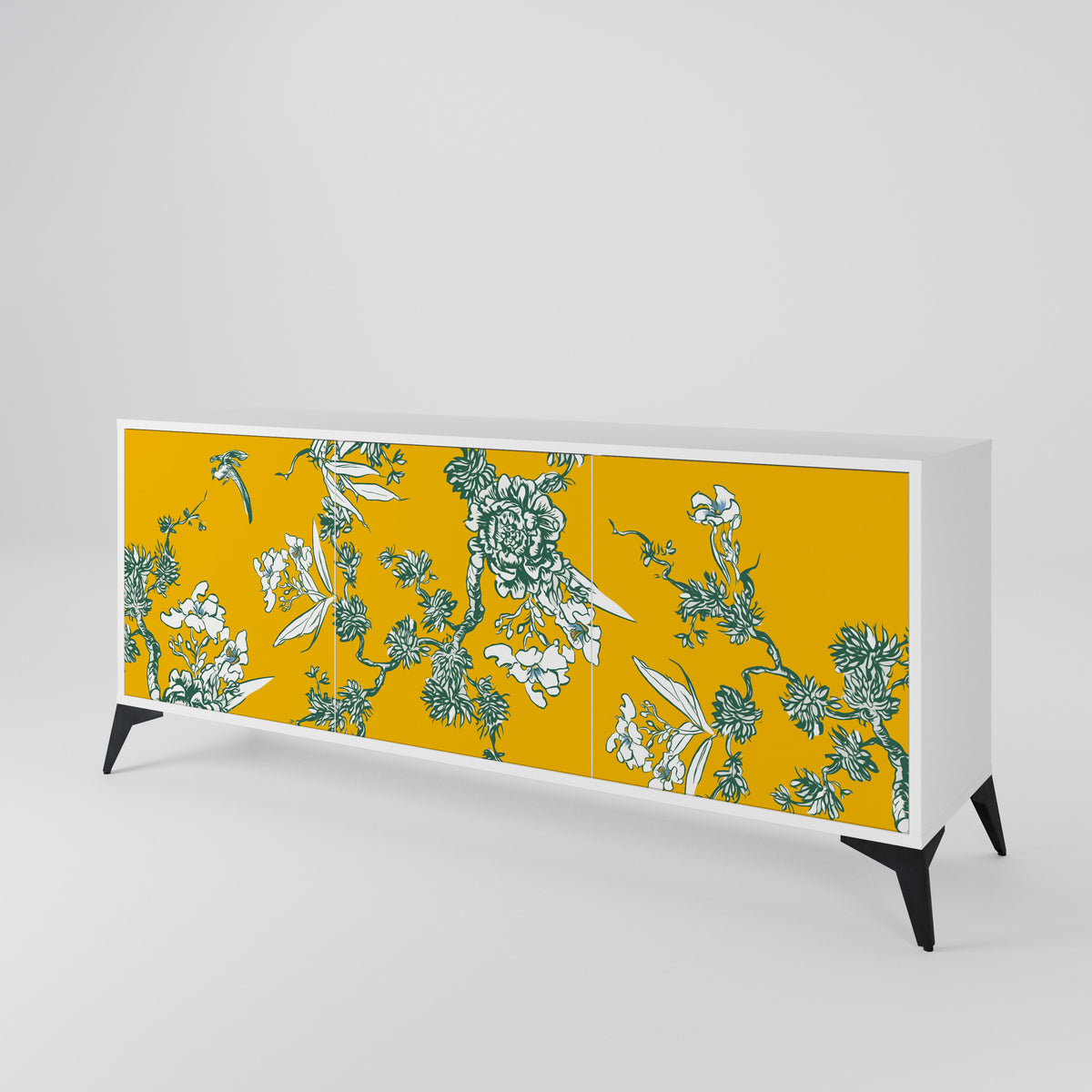 YELLOW CHINOISERIE 3-Door Sideboard
