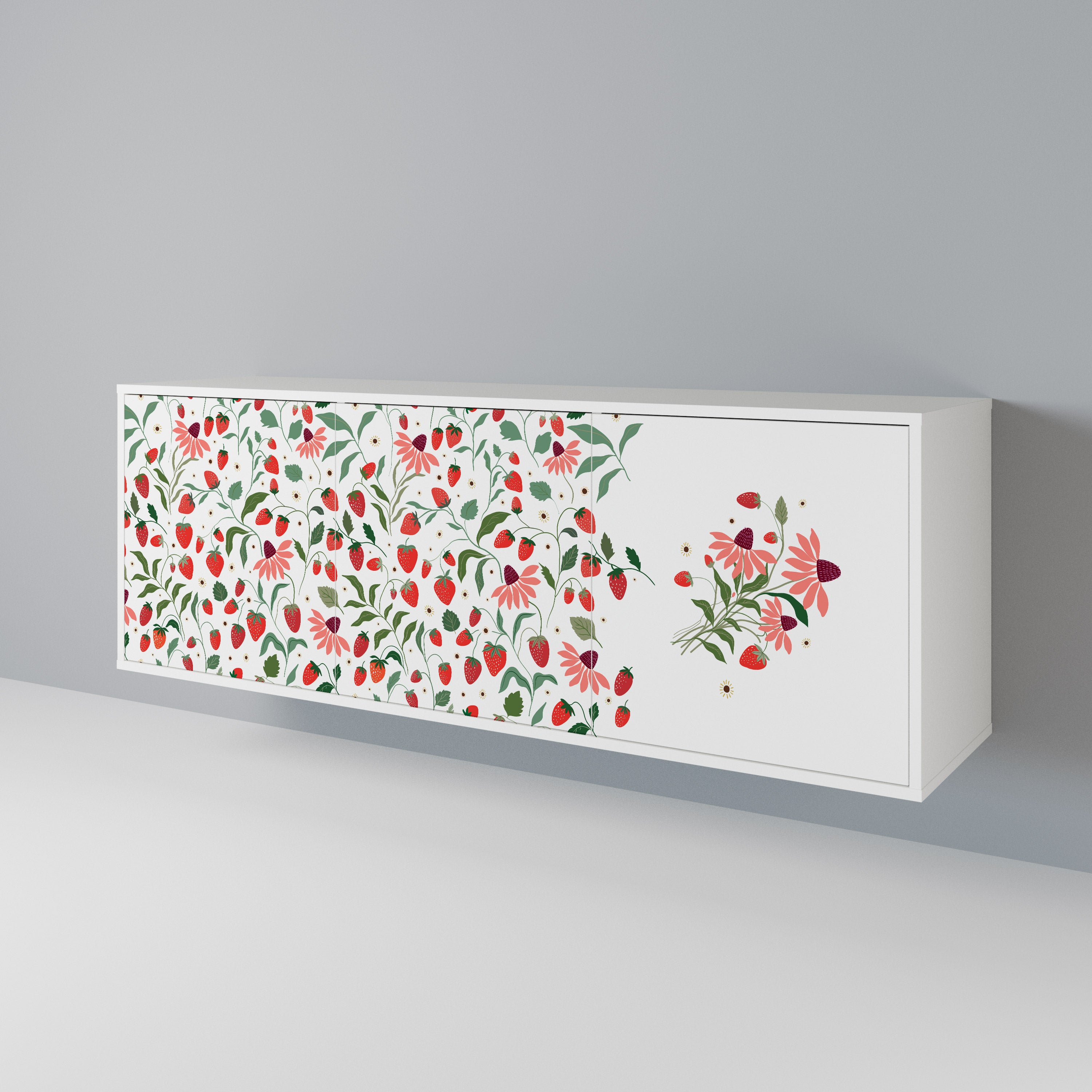 FLOWERS AND STRAWBERRIES 3-Door Sideboard