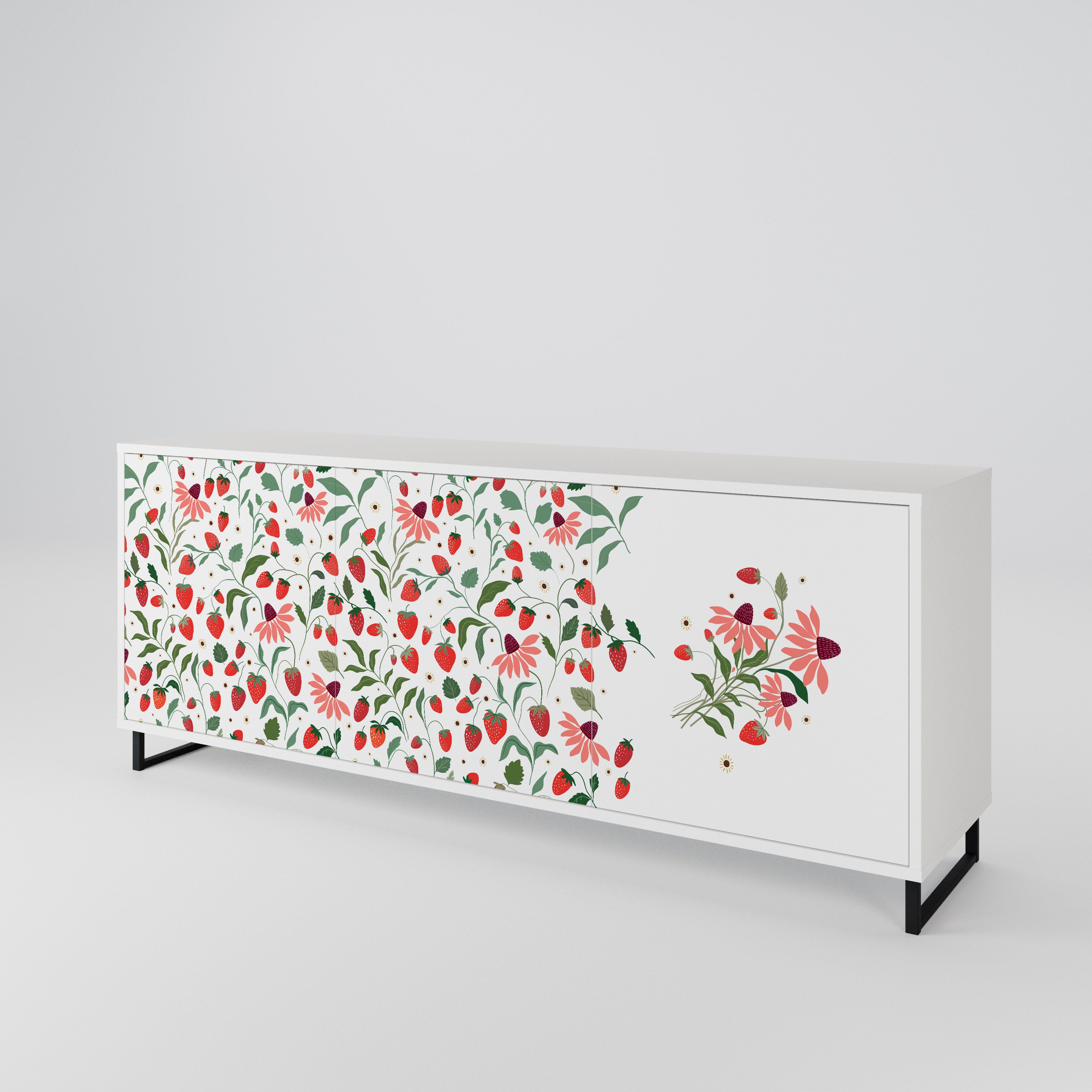 FLOWERS AND STRAWBERRIES 3-Door Sideboard