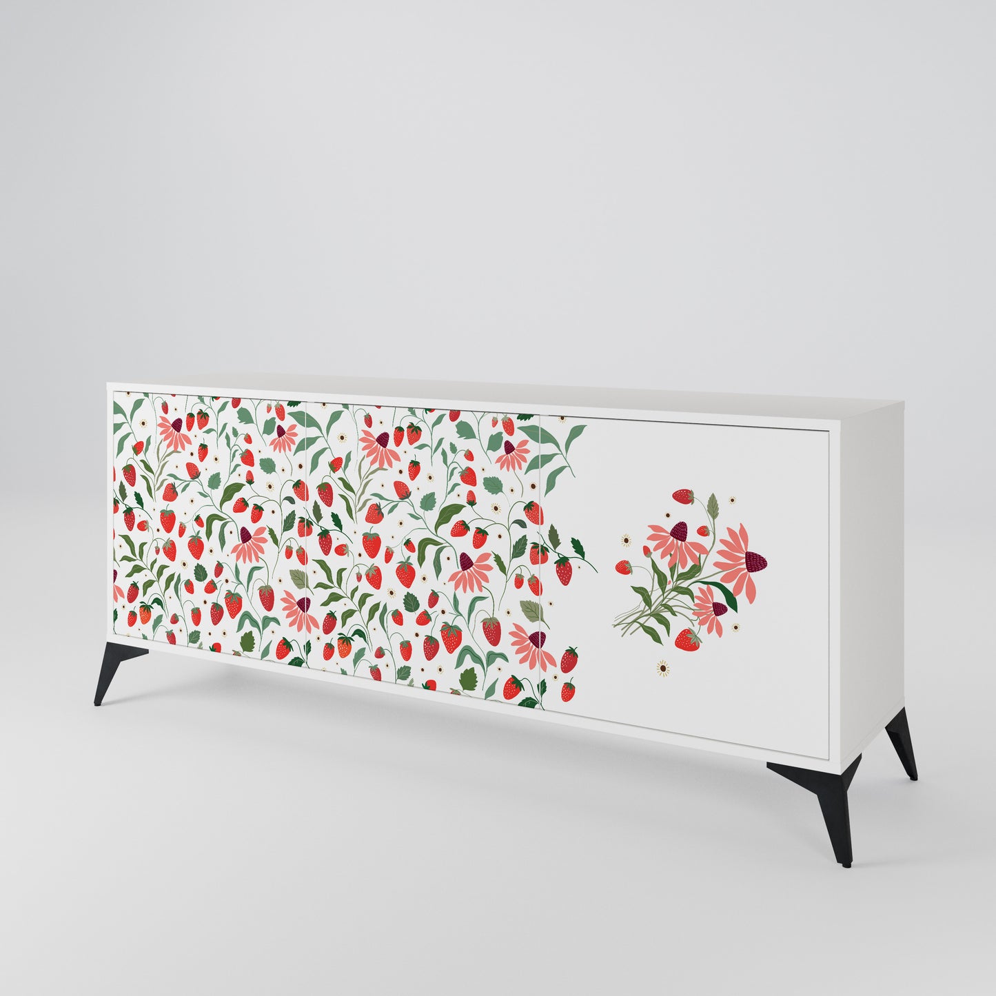 FLOWERS AND STRAWBERRIES 3-Door Sideboard