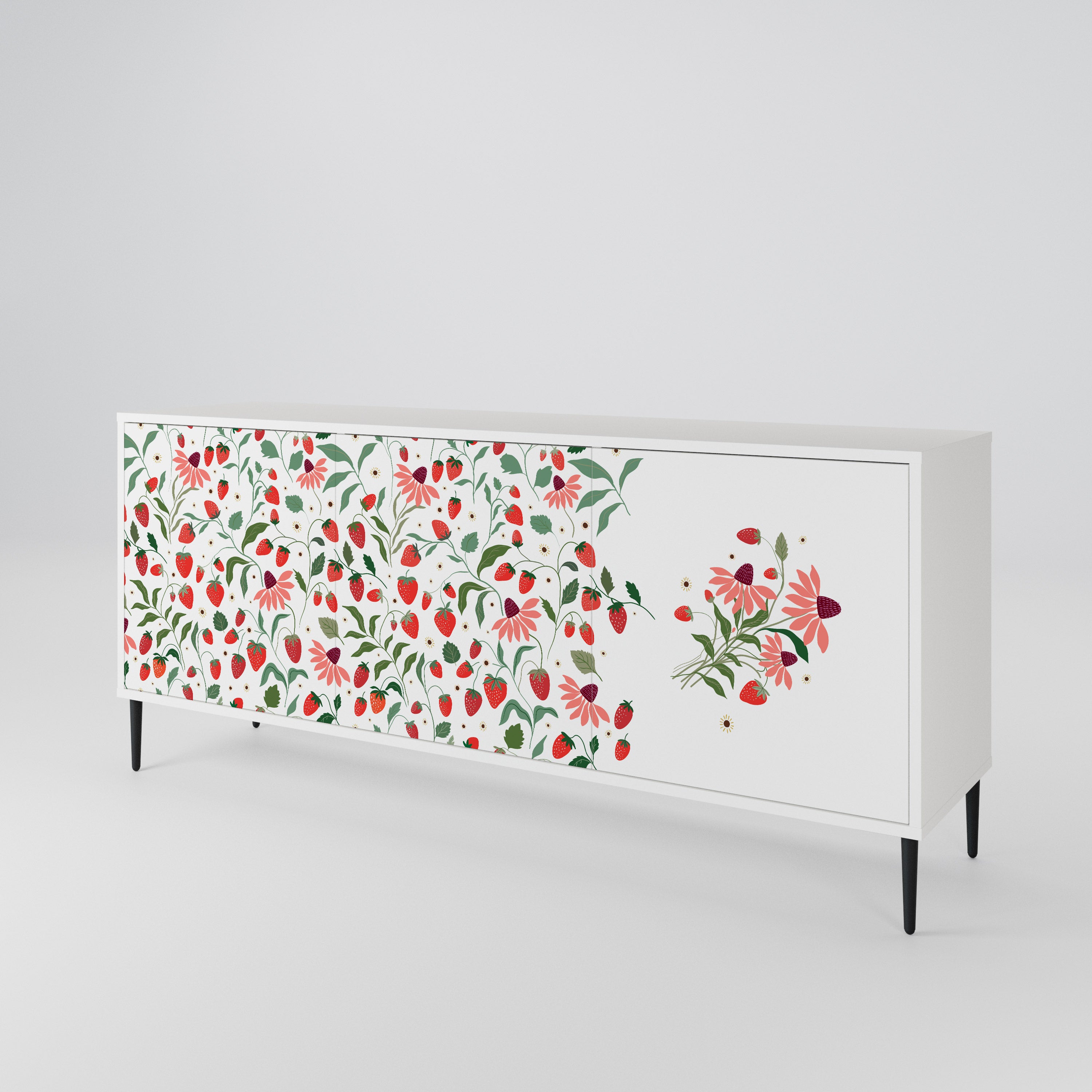 FLOWERS AND STRAWBERRIES 3-Door Sideboard