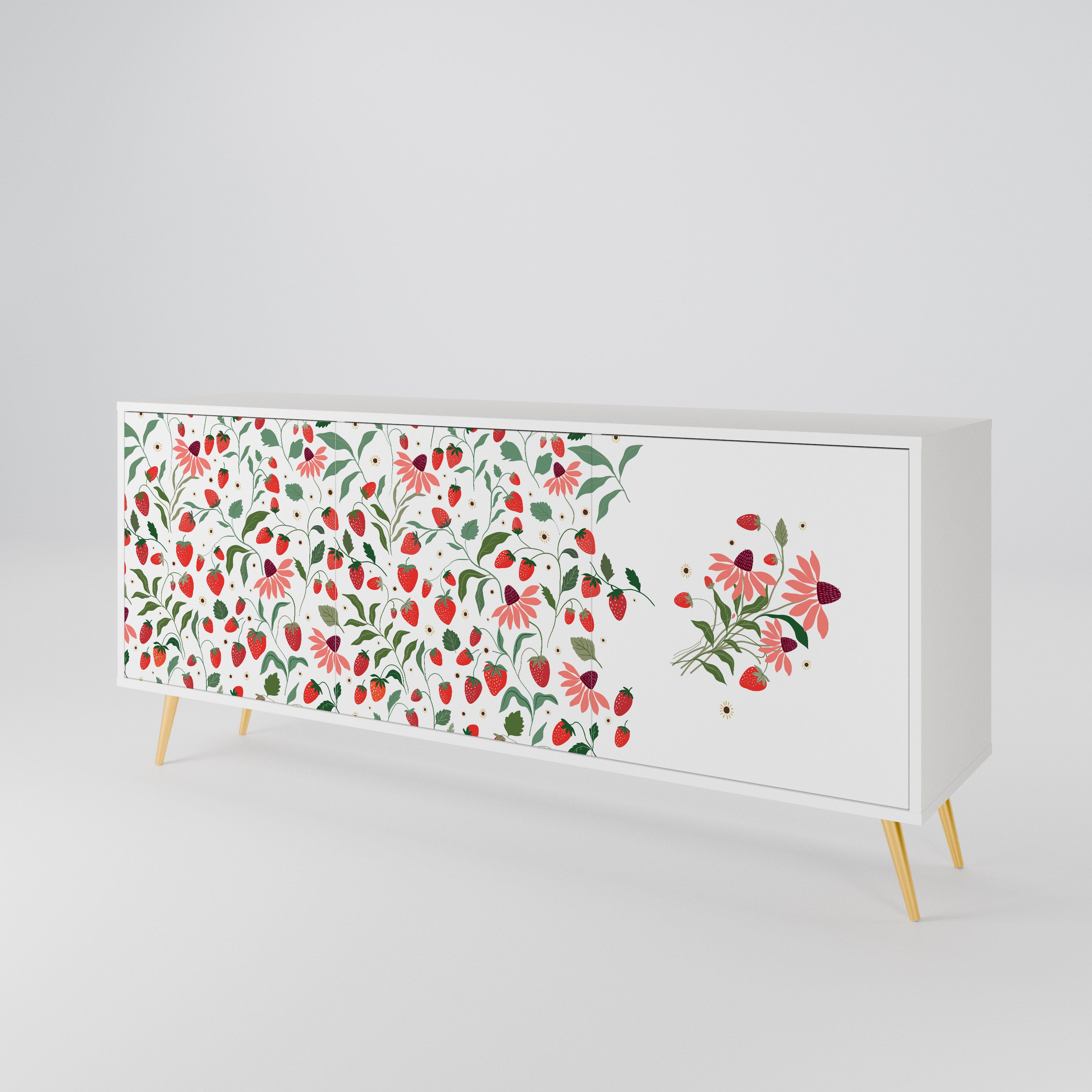 FLOWERS AND STRAWBERRIES 3-Door Sideboard