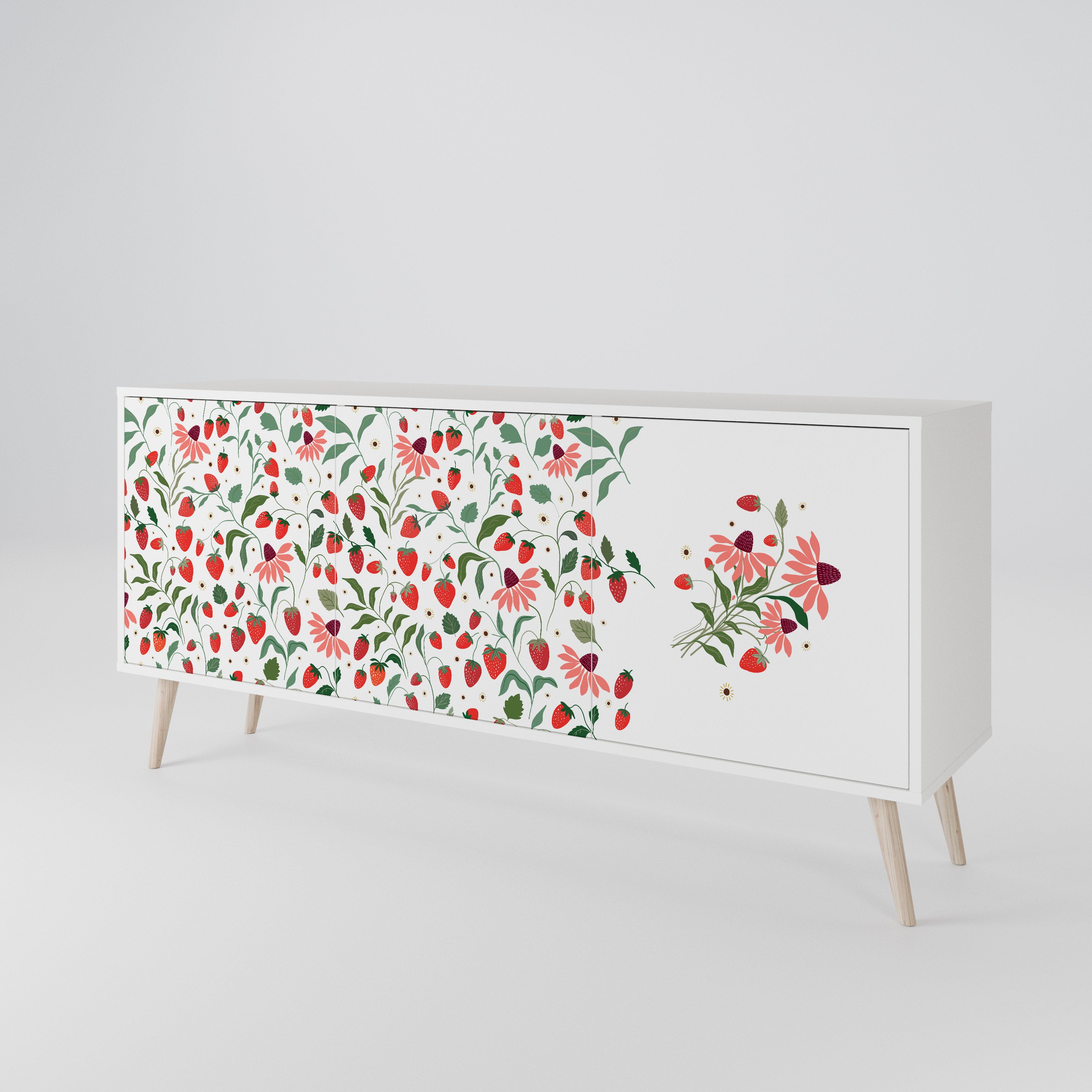 FLOWERS AND STRAWBERRIES 3-Door Sideboard