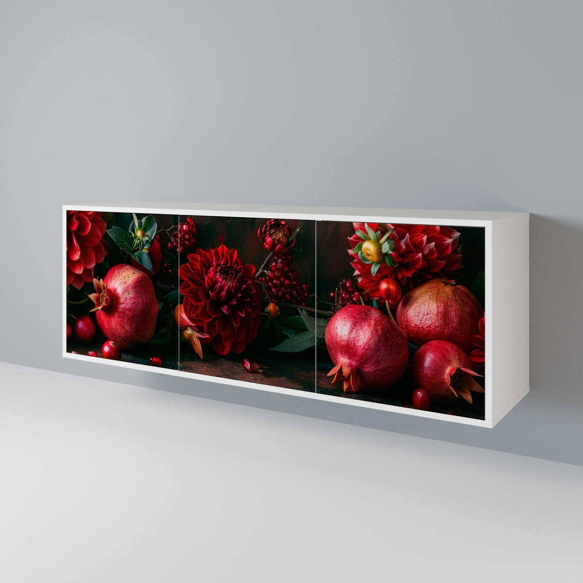 DAHLIAS AND POMEGRANATES 3-Door Sideboard
