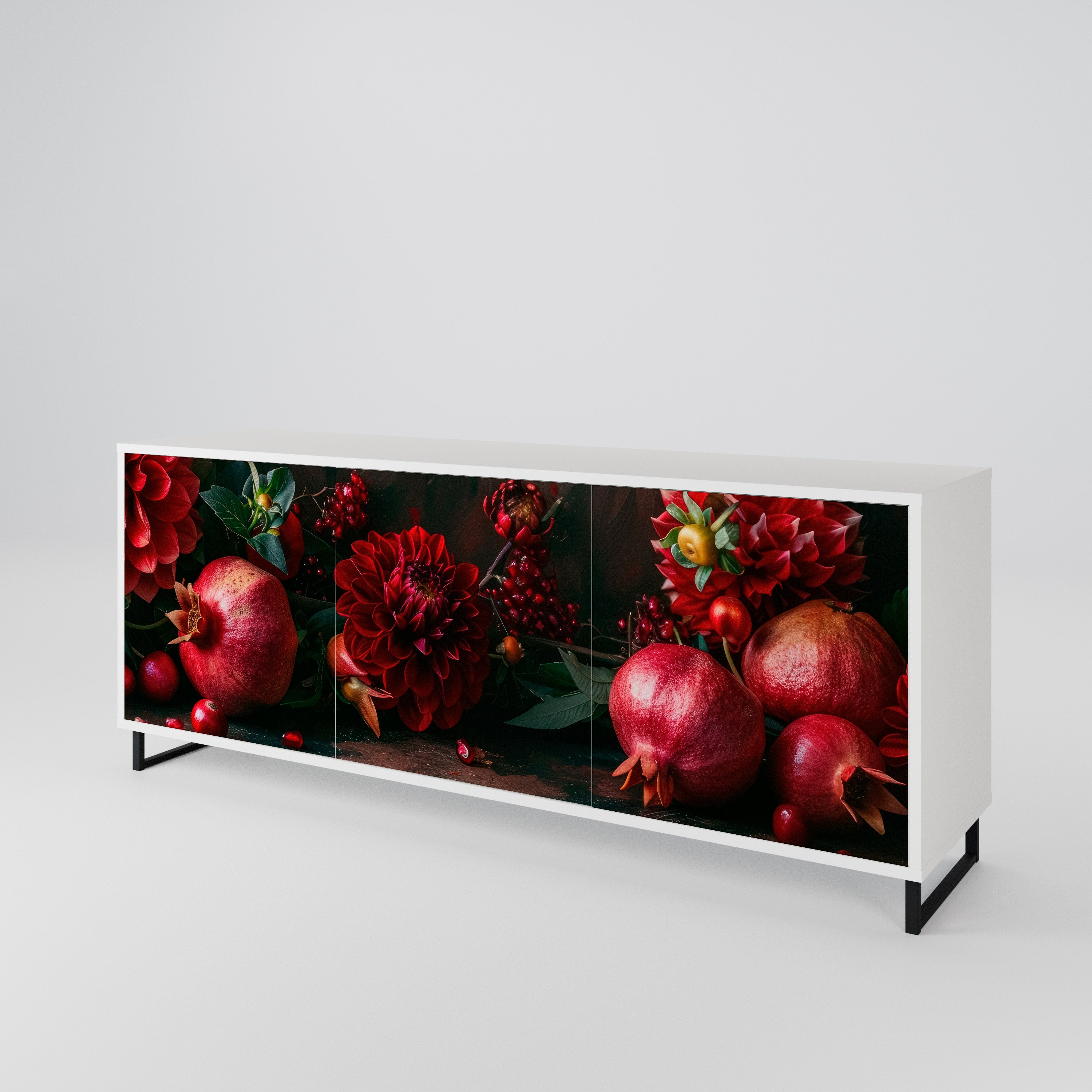 DAHLIAS AND POMEGRANATES 3-Door Sideboard