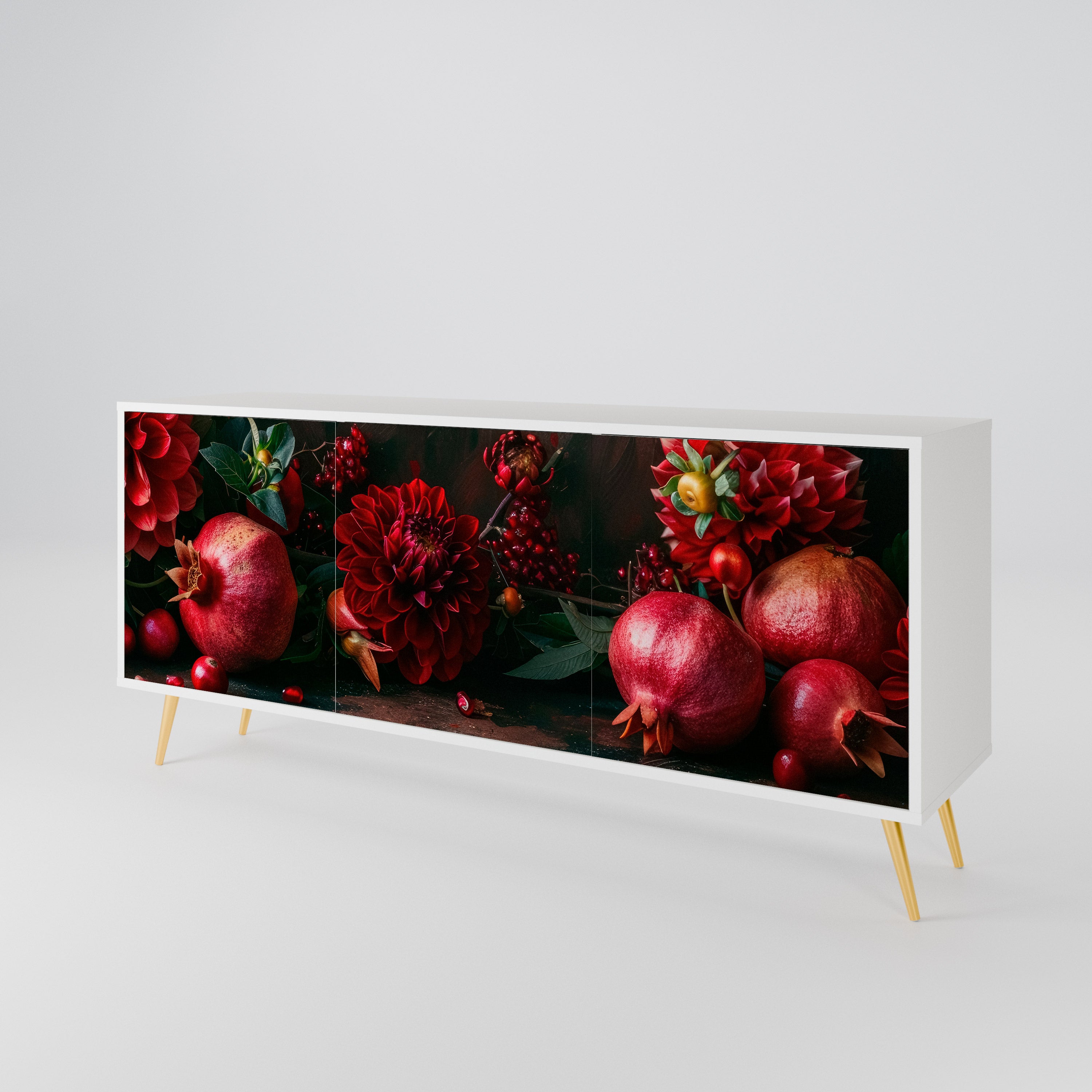 DAHLIAS AND POMEGRANATES 3-Door Sideboard