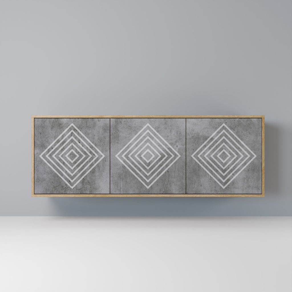 Buffet 3 portes POLYGONAL ARTISTRY effet chêne