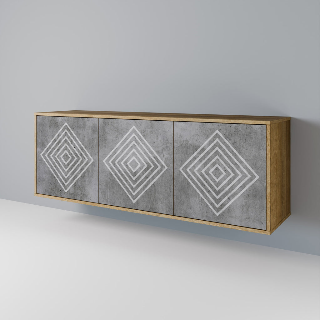 Buffet 3 portes POLYGONAL ARTISTRY effet chêne