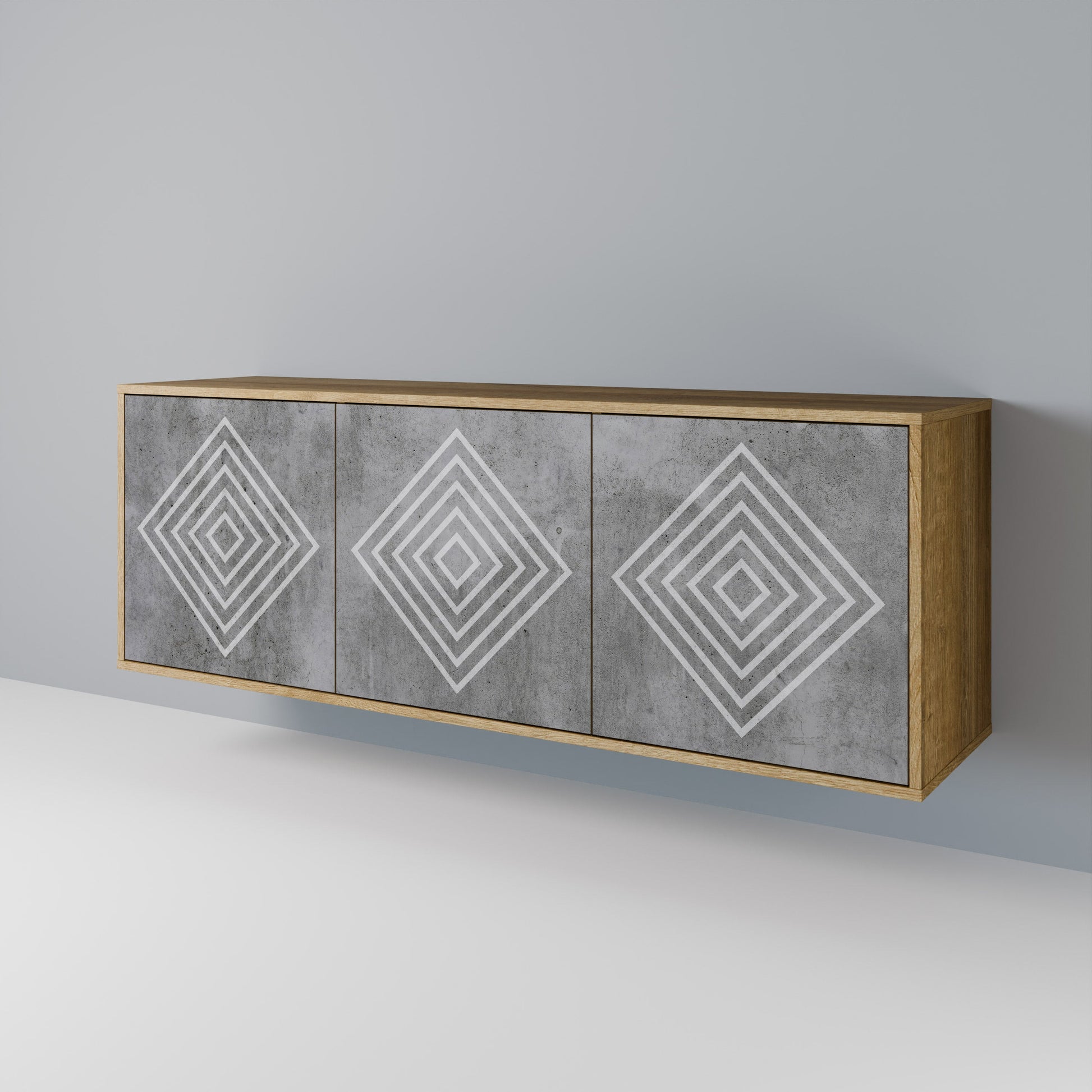 Buffet 3 portes POLYGONAL ARTISTRY effet chêne