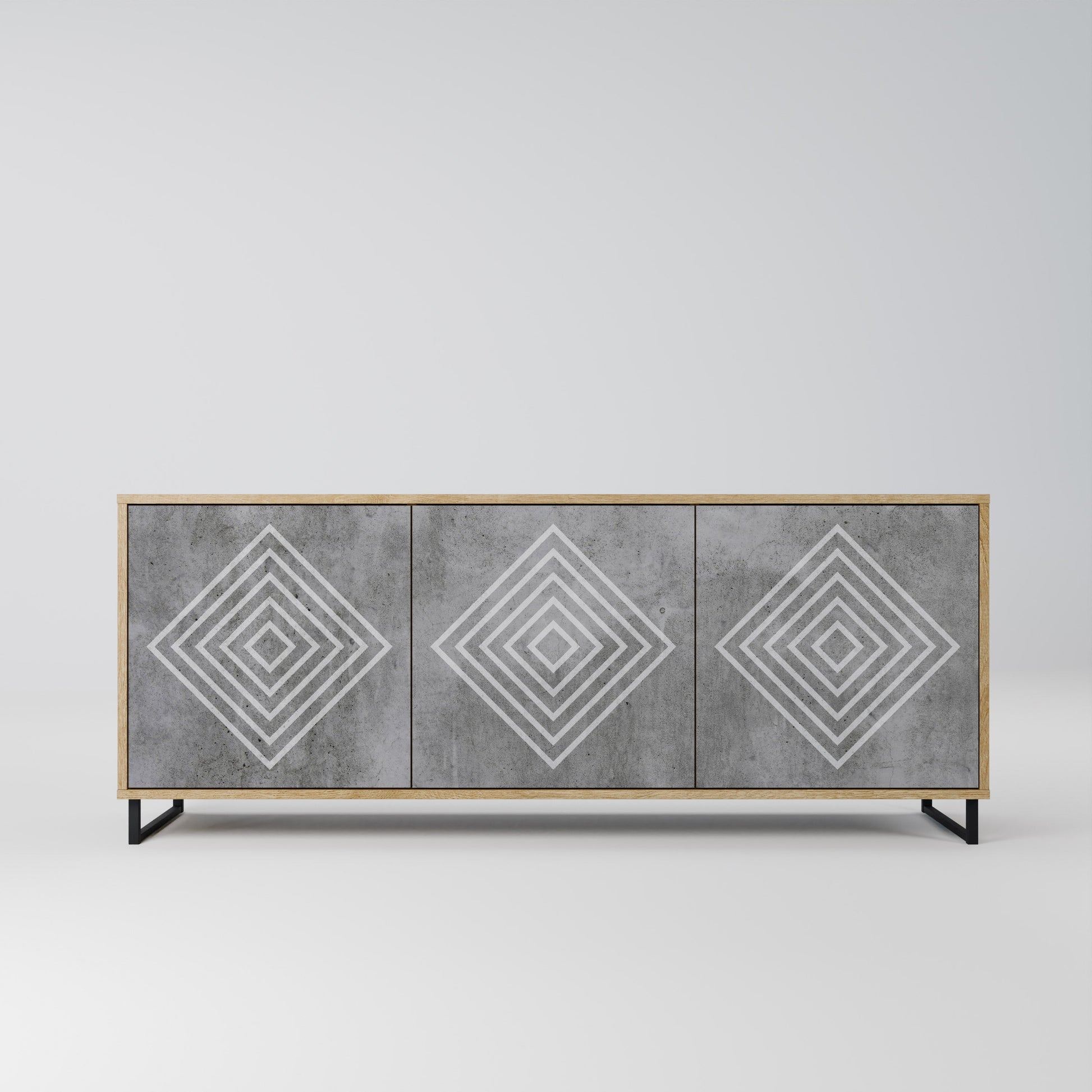 Buffet 3 portes POLYGONAL ARTISTRY effet chêne