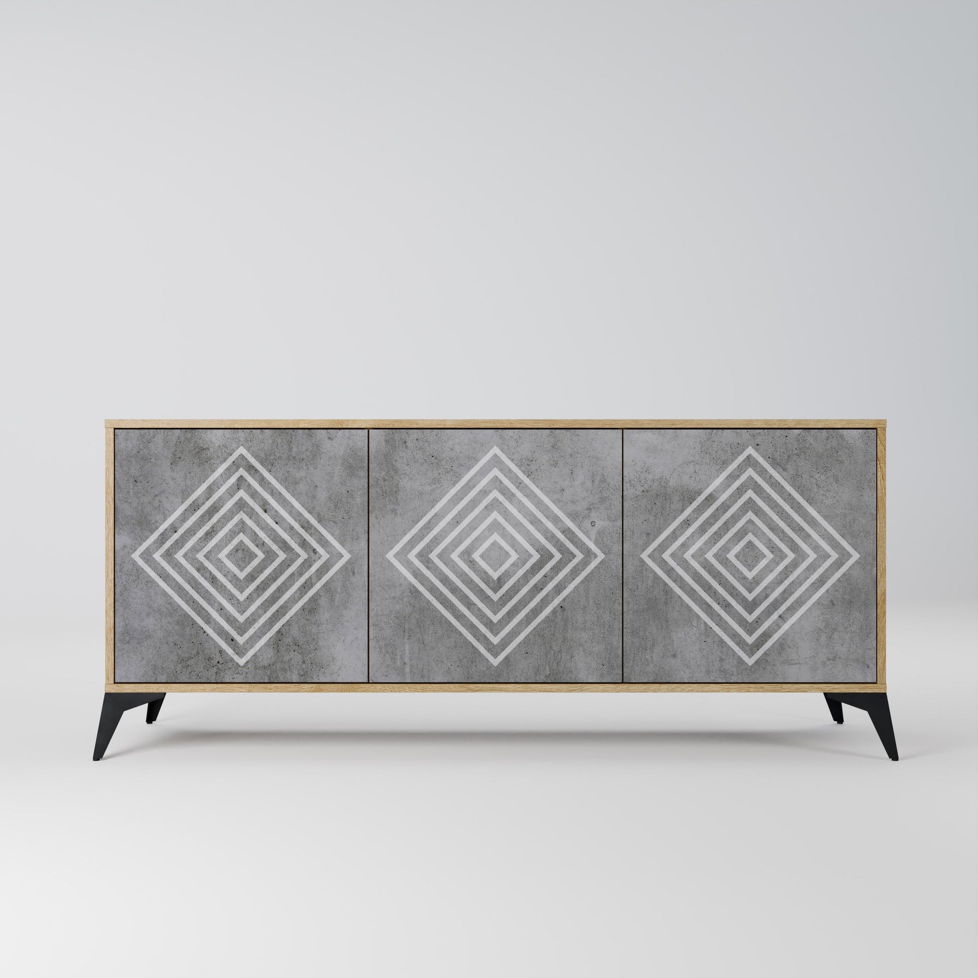 Buffet 3 portes POLYGONAL ARTISTRY effet chêne