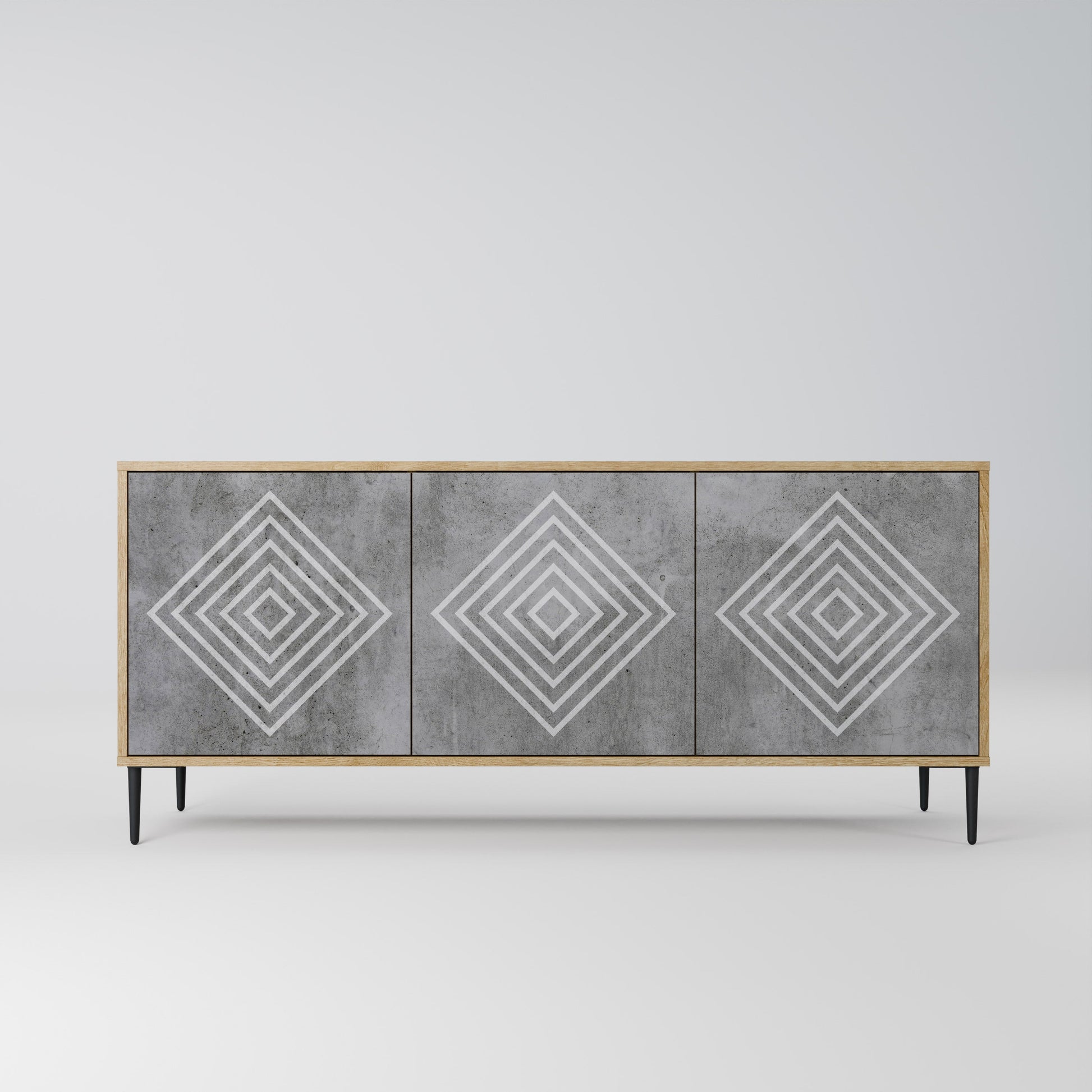 Buffet 3 portes POLYGONAL ARTISTRY effet chêne