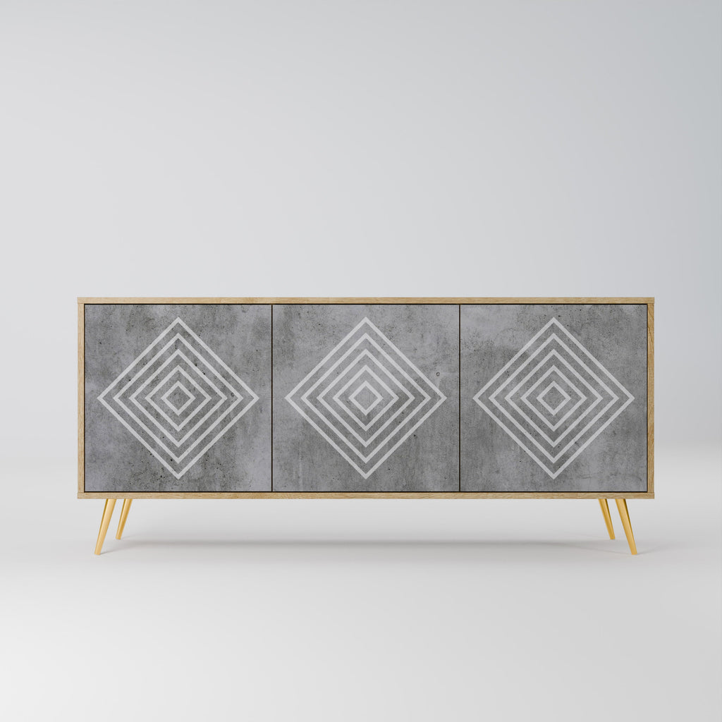 Buffet 3 portes POLYGONAL ARTISTRY effet chêne