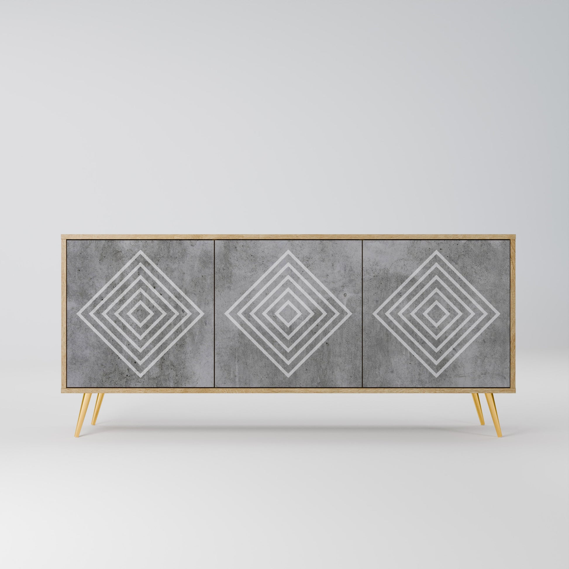 Buffet 3 portes POLYGONAL ARTISTRY effet chêne