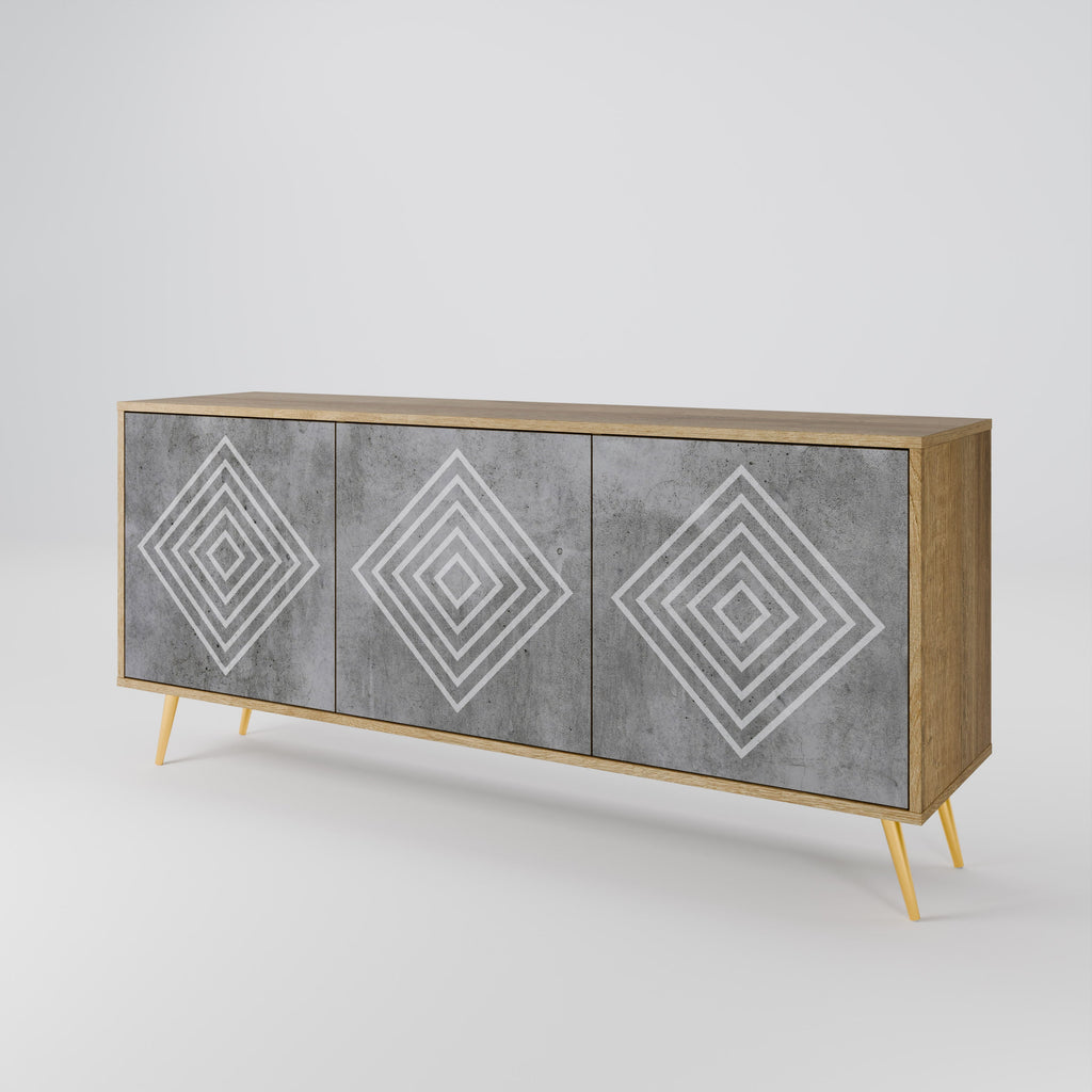 Buffet 3 portes POLYGONAL ARTISTRY effet chêne