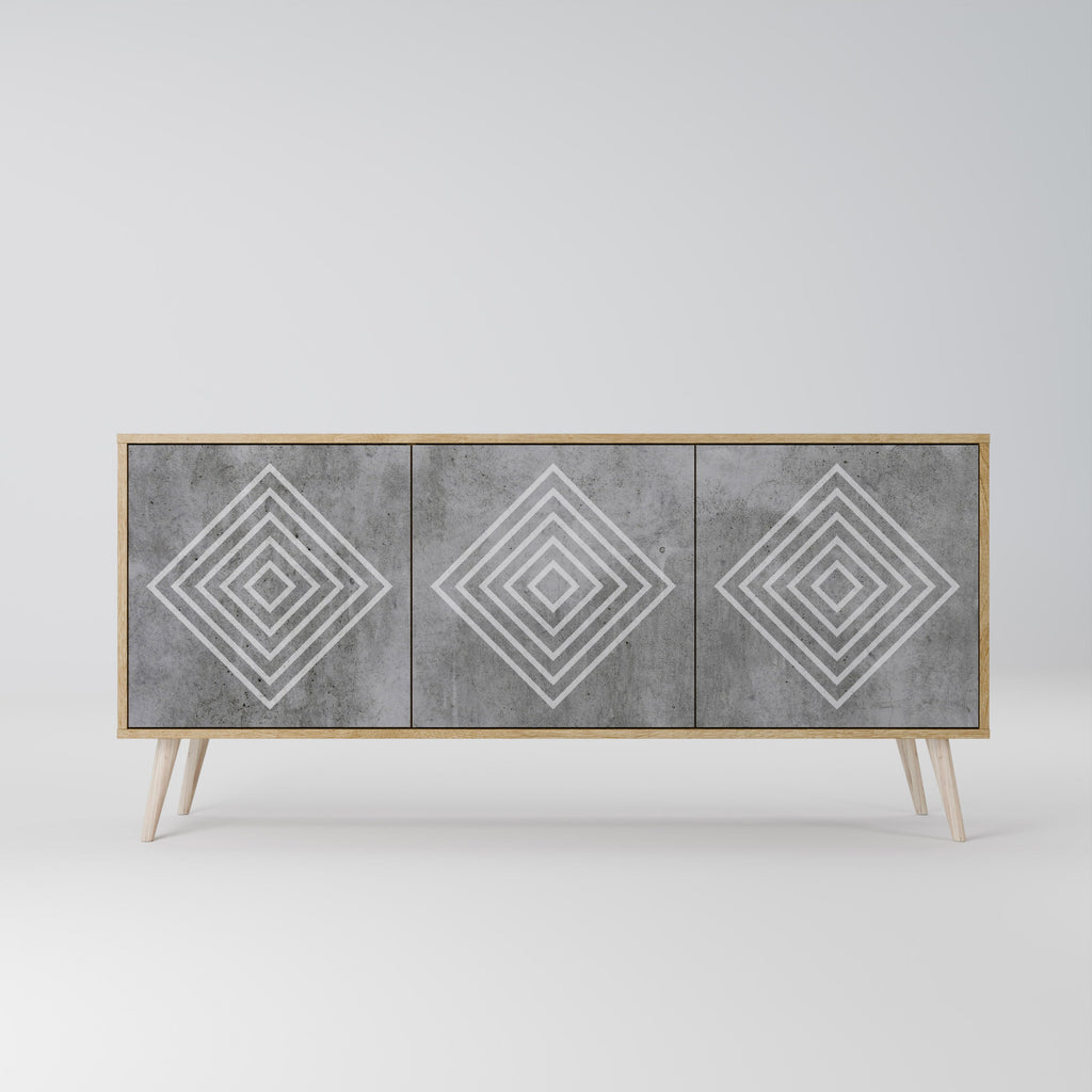 Buffet 3 portes POLYGONAL ARTISTRY effet chêne