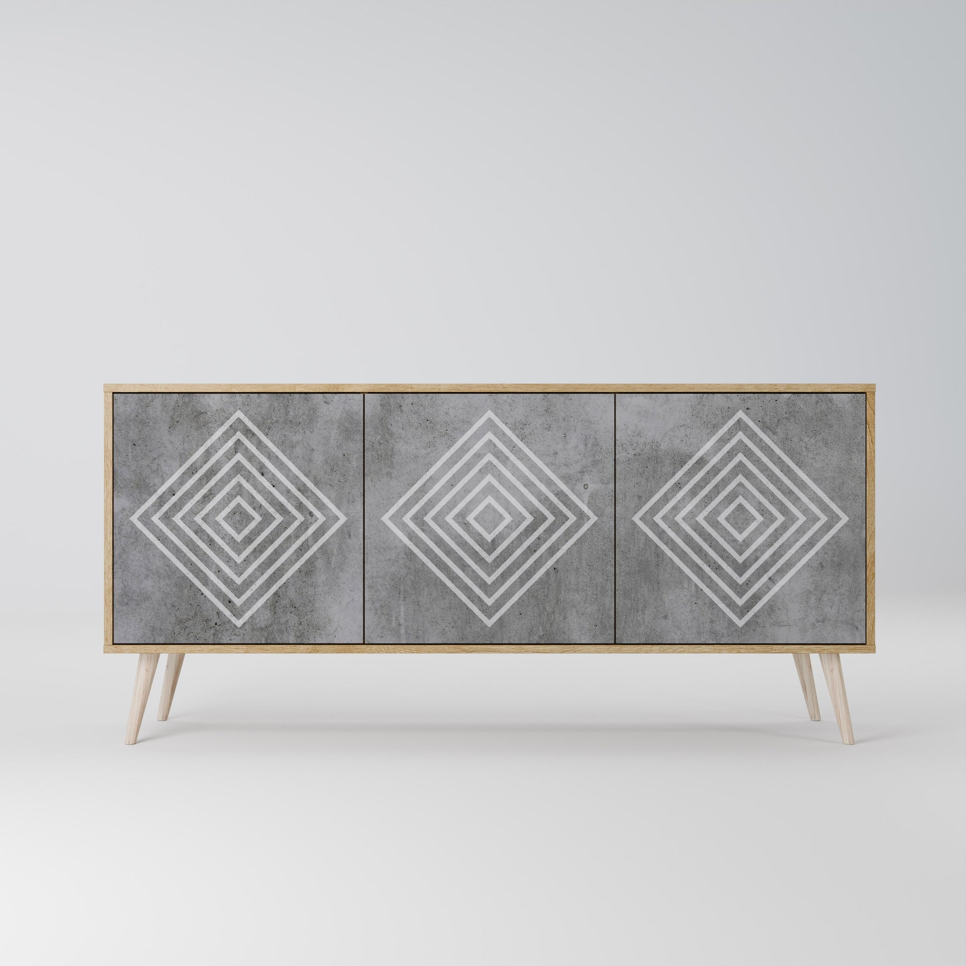 Buffet 3 portes POLYGONAL ARTISTRY effet chêne