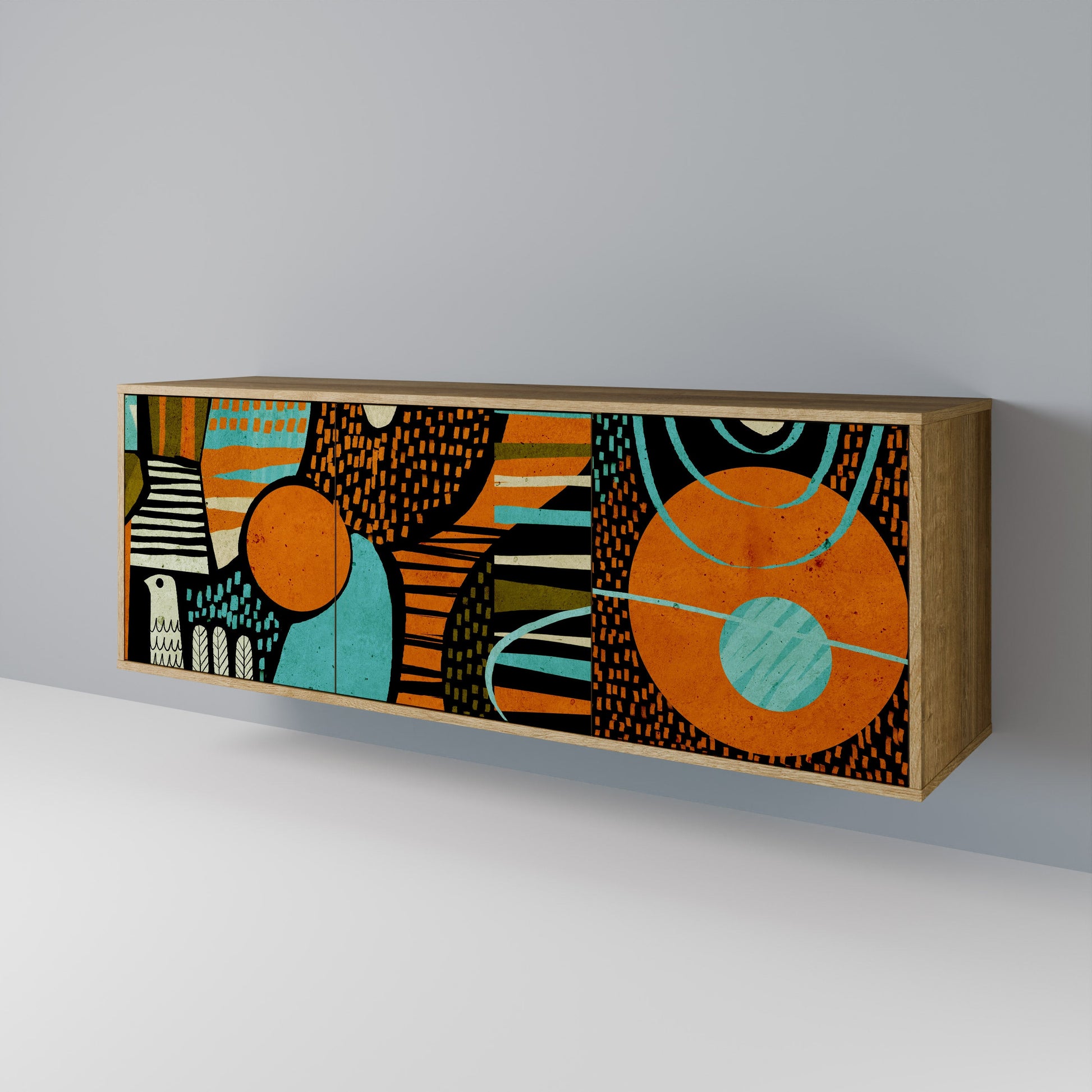 Buffet 3 portes GEODE GLIMMER effet chêne