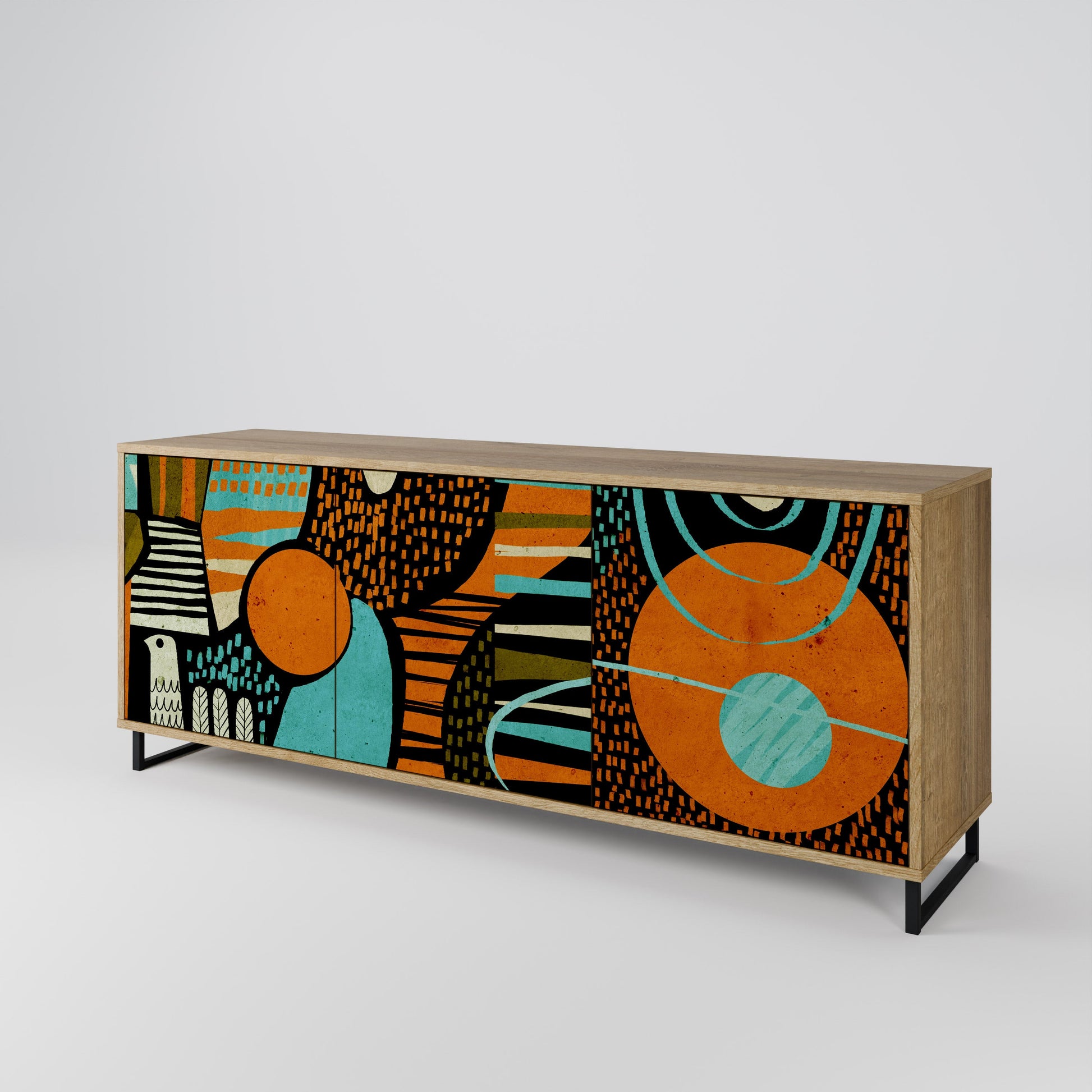 Buffet 3 portes GEODE GLIMMER effet chêne