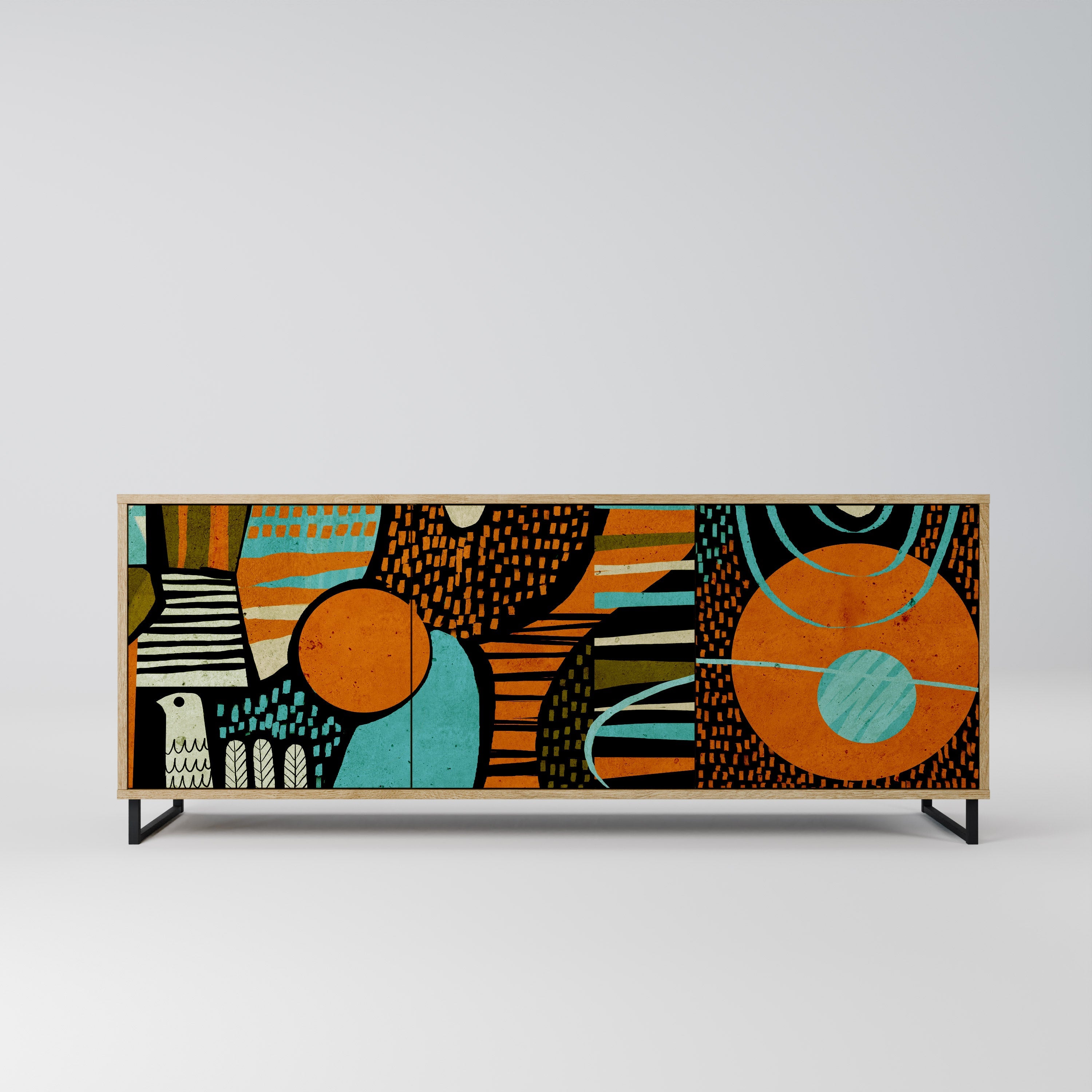 Buffet 3 portes GEODE GLIMMER effet chêne