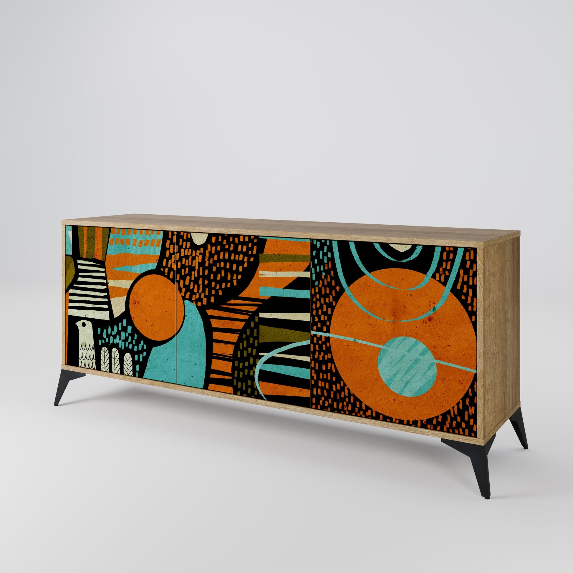 Buffet 3 portes GEODE GLIMMER effet chêne