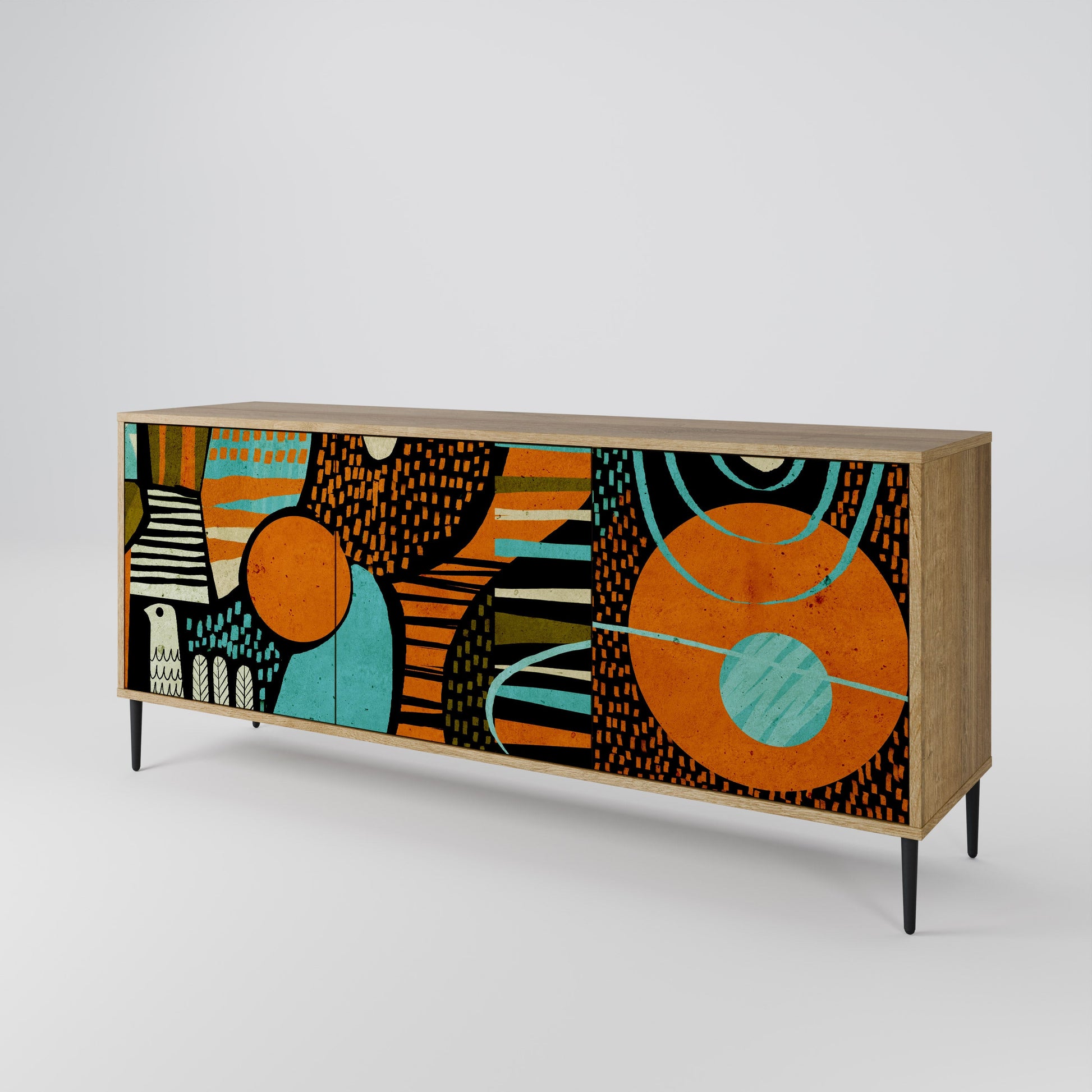 Buffet 3 portes GEODE GLIMMER effet chêne