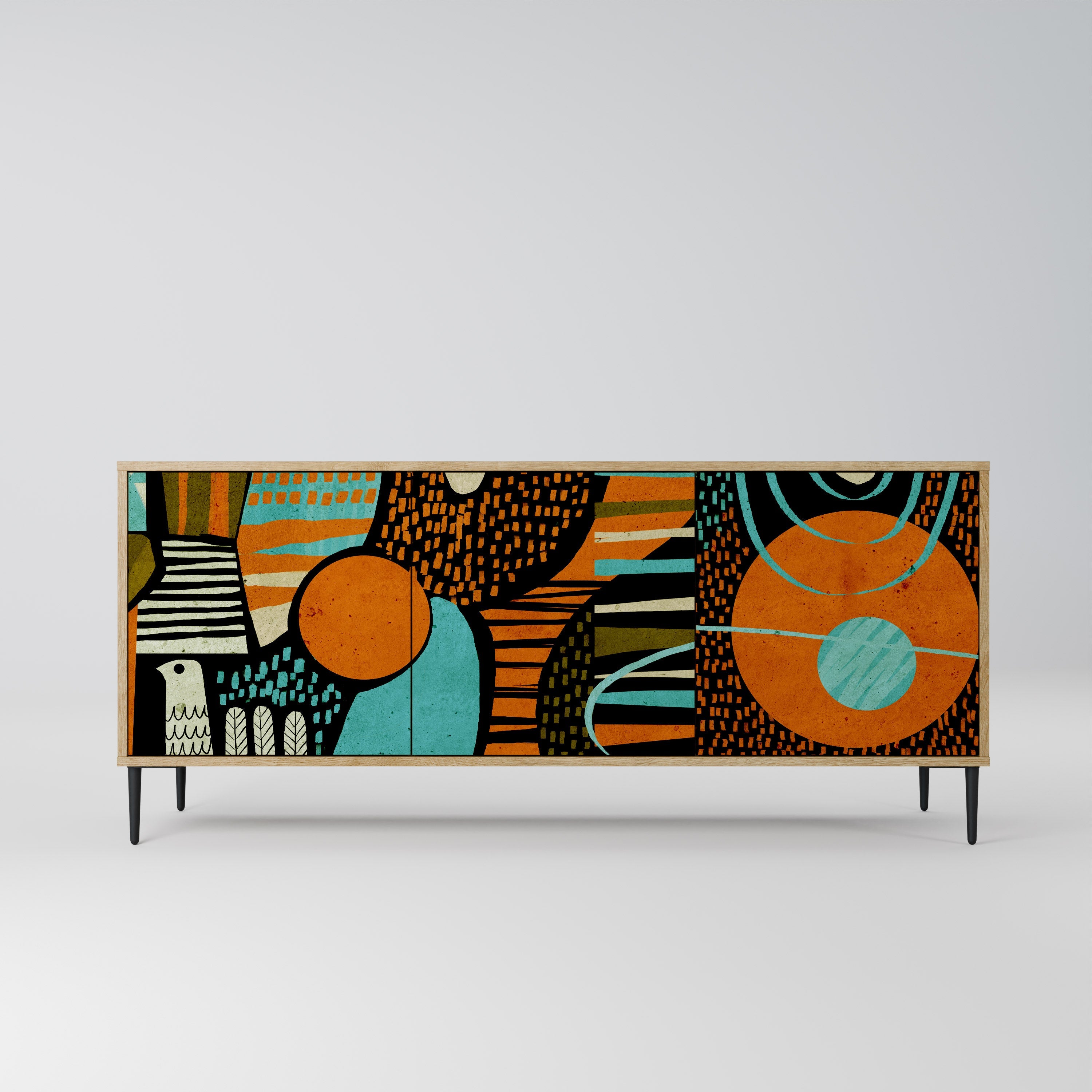 Buffet 3 portes GEODE GLIMMER effet chêne