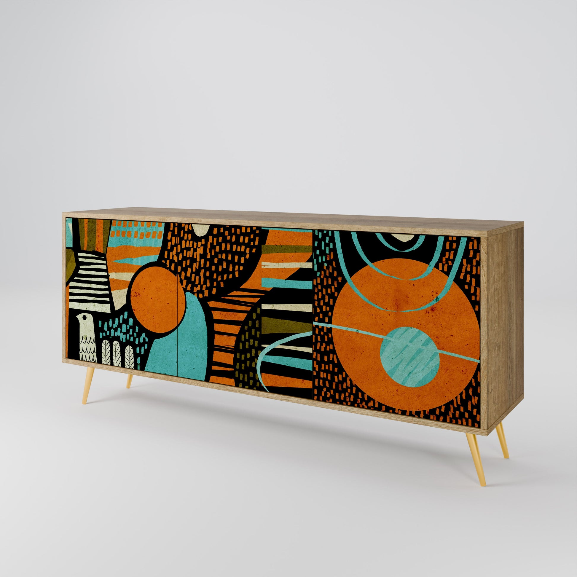 Buffet 3 portes GEODE GLIMMER effet chêne