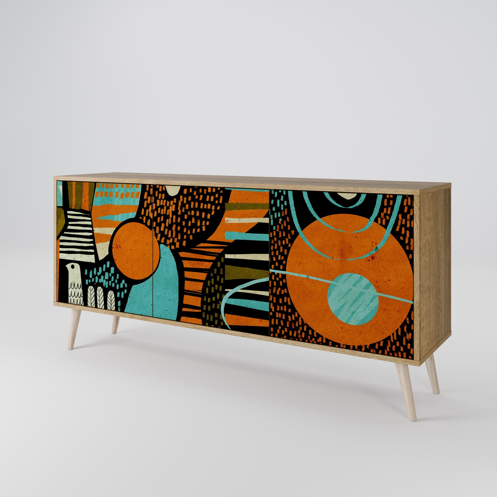 Buffet 3 portes GEODE GLIMMER effet chêne