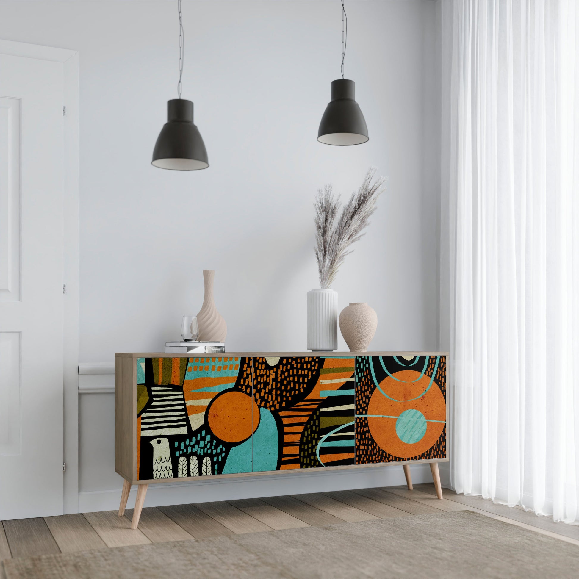 Buffet 3 portes GEODE GLIMMER effet chêne