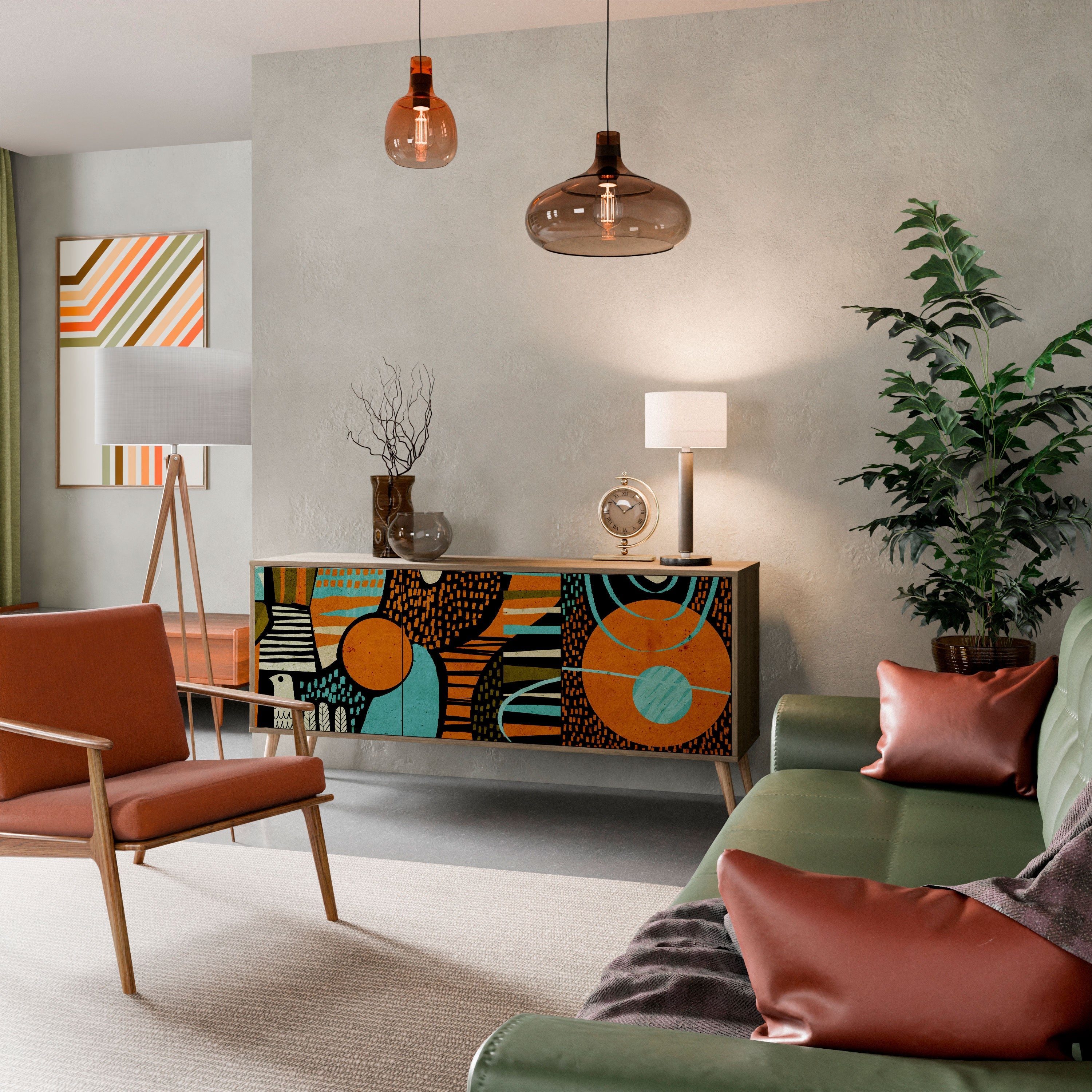 Buffet 3 portes GEODE GLIMMER effet chêne