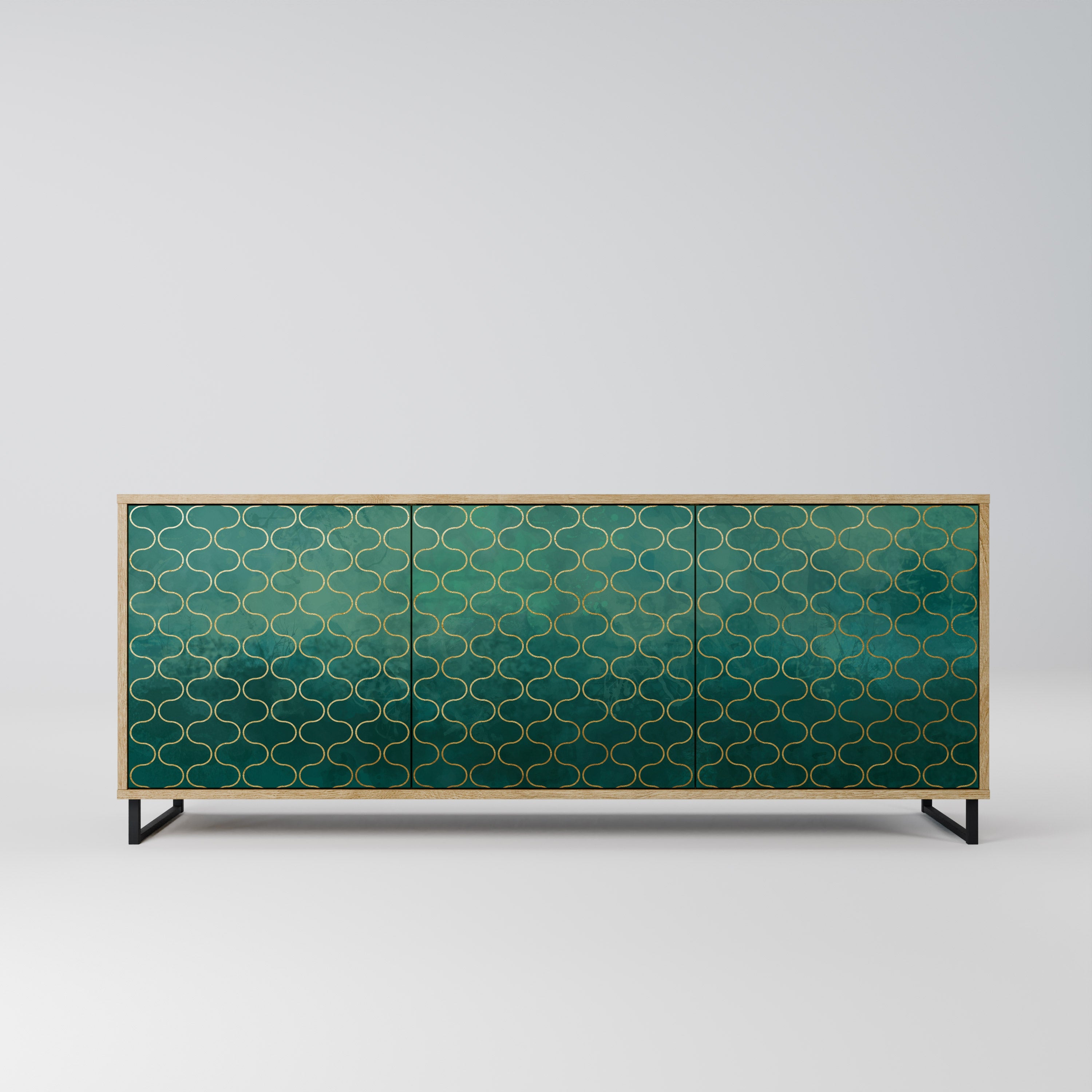 Buffet 3 portes effet chêne TESSELATED GREENERY