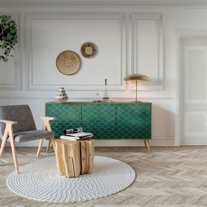 TESSELATED GREENERY 3-Door Sideboard