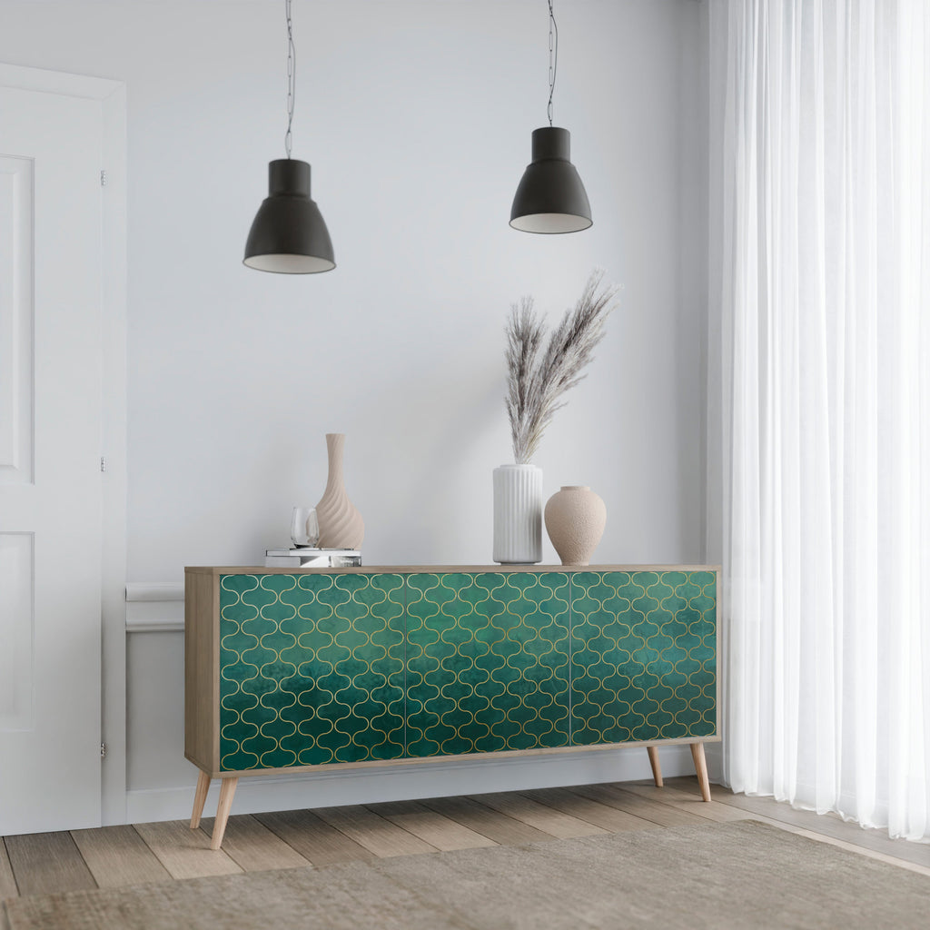 Buffet 3 portes effet chêne TESSELATED GREENERY